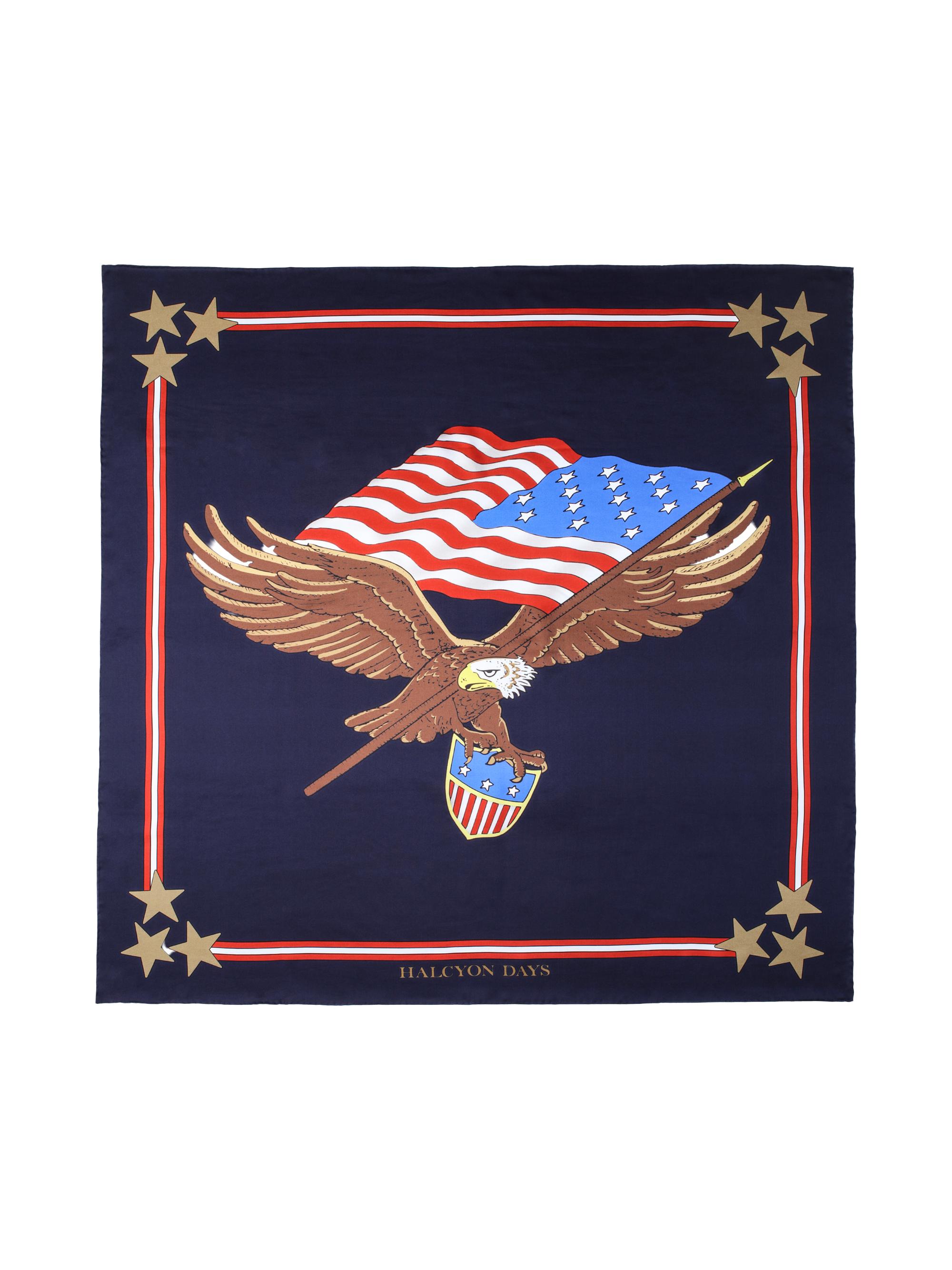 Halcyon Days Women's Star Spangled Banner Silk Scarf - Navy Blue