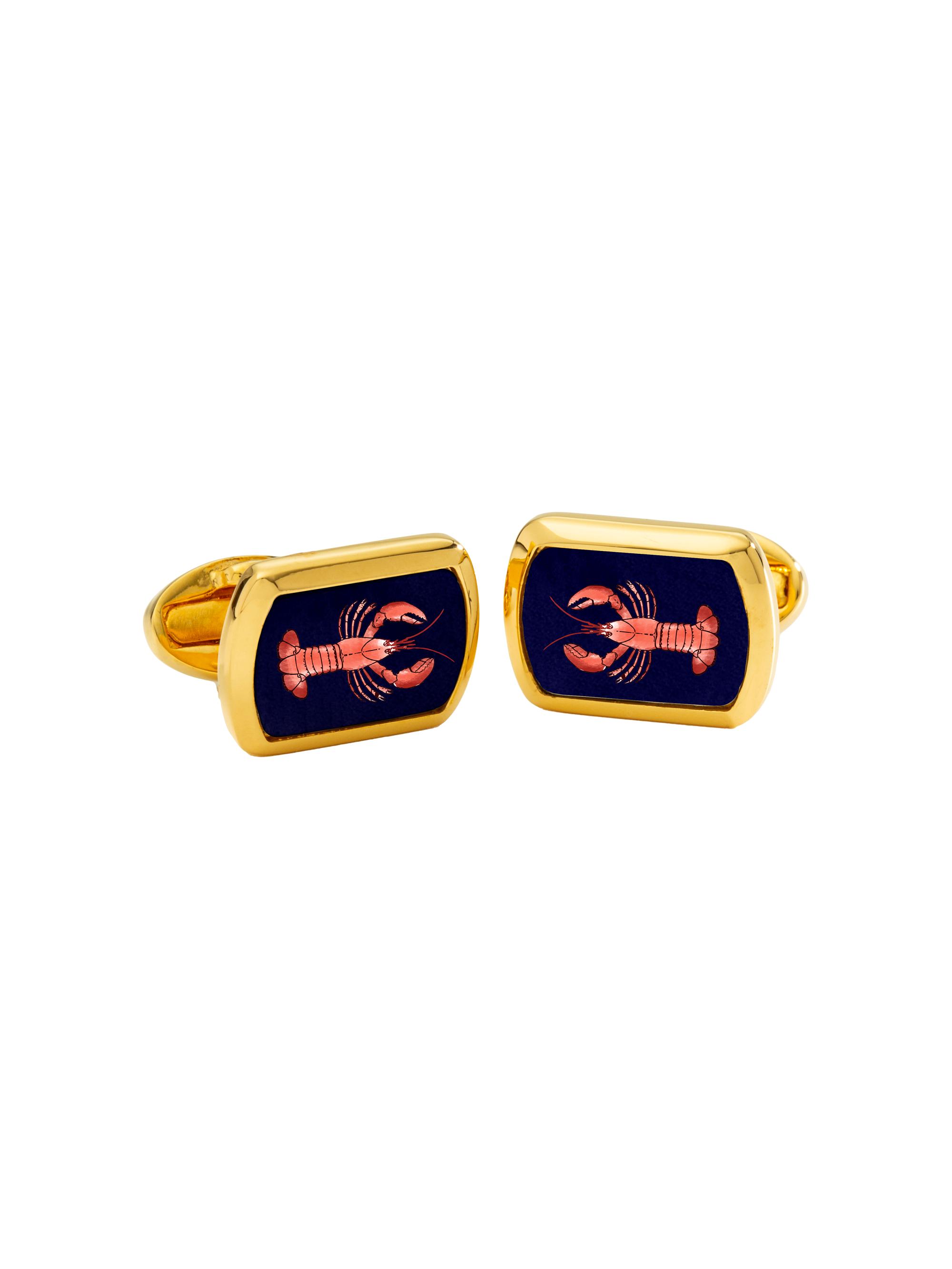 Halcyon Days Men's Lobster Rectangle Cufflinks - Blue Red