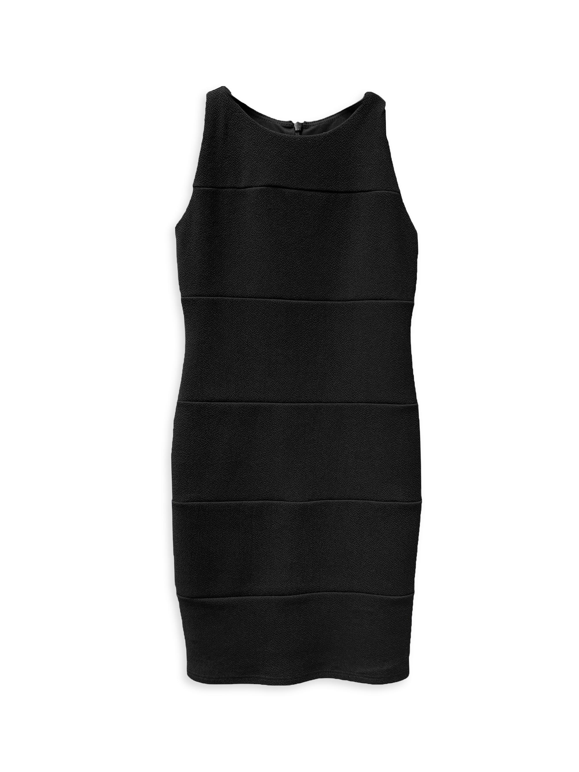 Un Deux Trois Girl's Panel Stretch Fitted Dress - Black