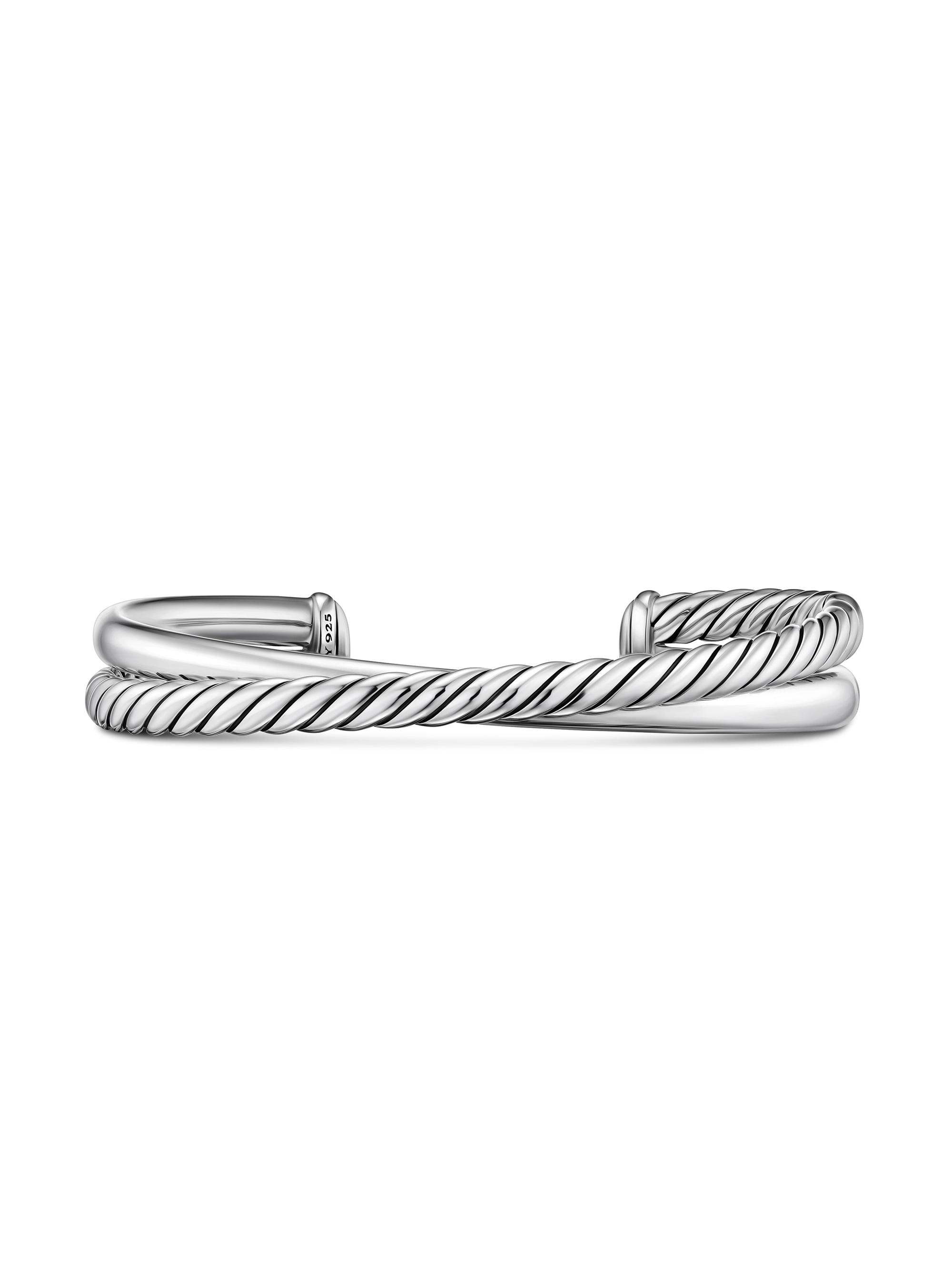 David Yurman Women's Crossover Two Row Cuff Bracelet in Sterling Silver, 10.7MM - Silver