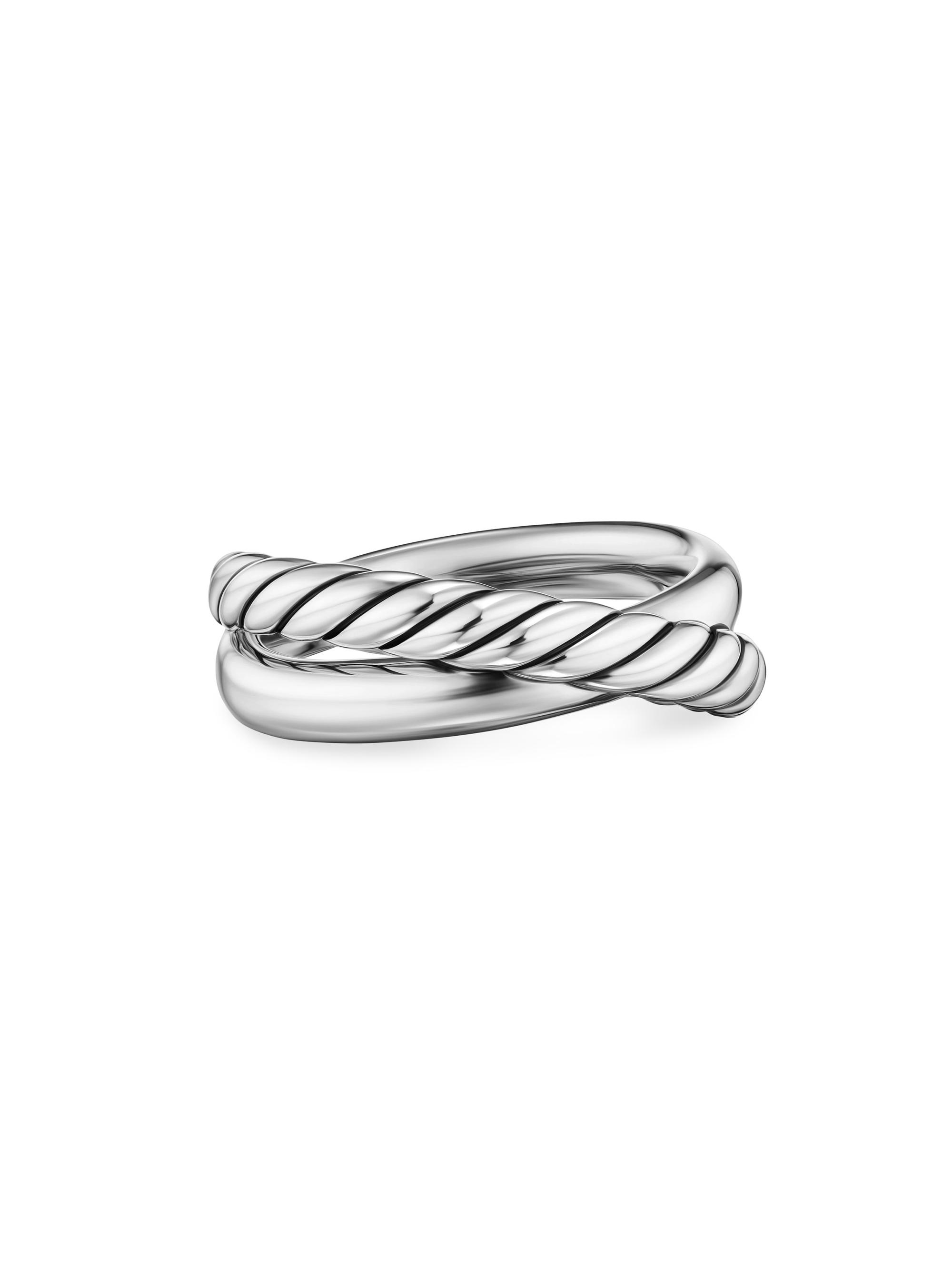 David Yurman Women's Crossover Two Row Ring in Sterling Silver, .4MM - Silver