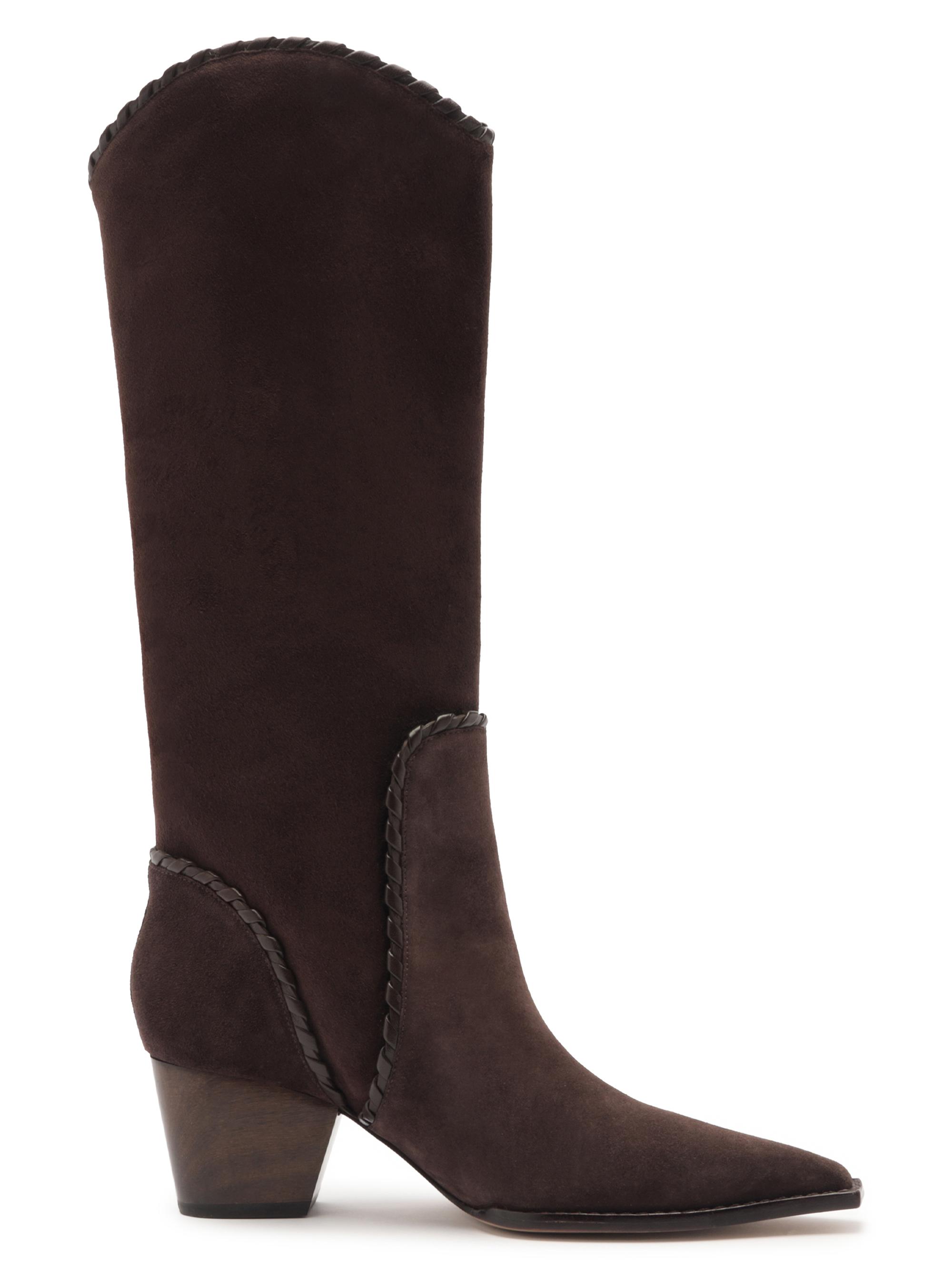 Alexandre Birman Women's Victoria Saddle 60MM Suede Boots - Dark Brown