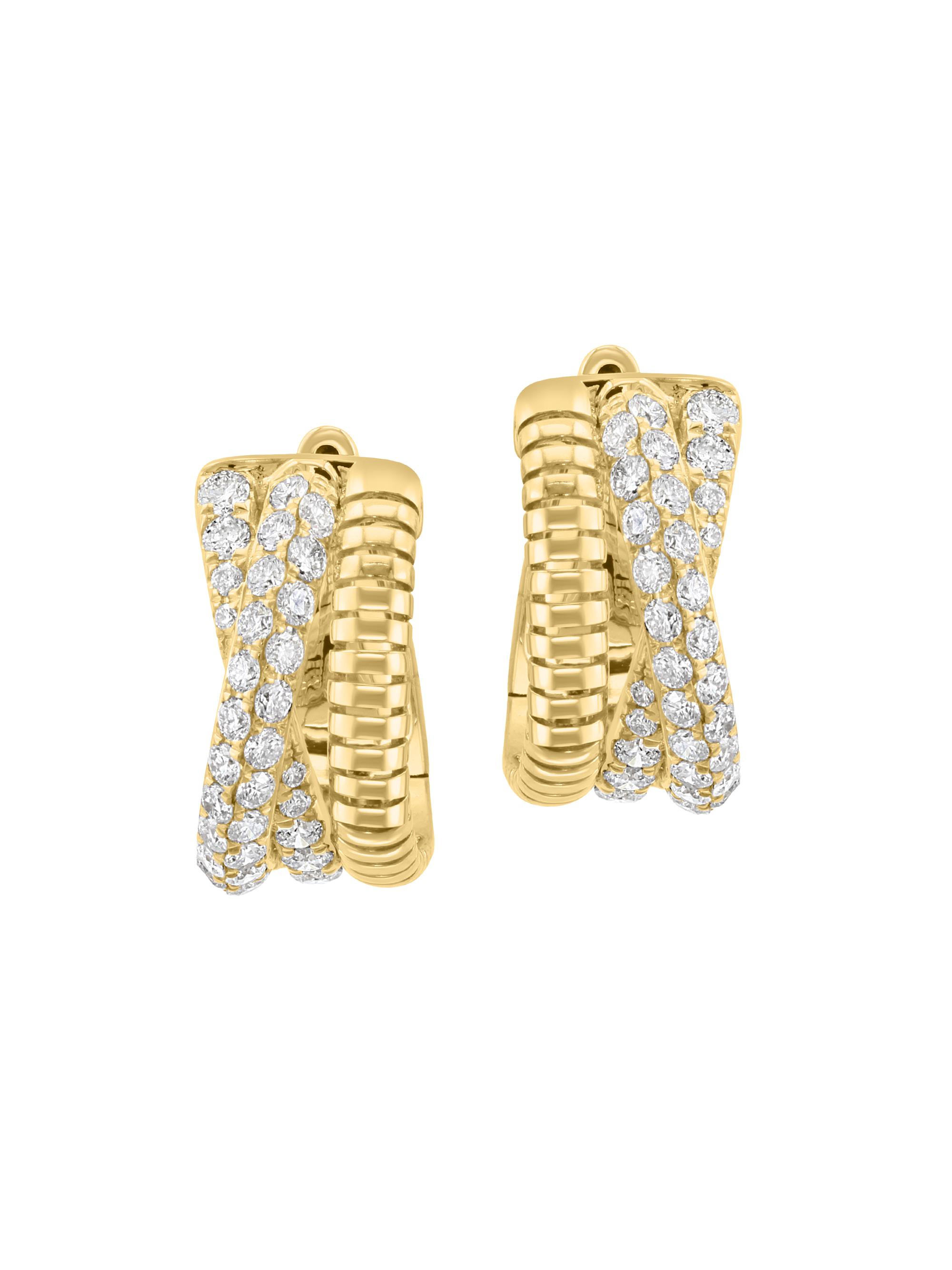 Saks Fifth Avenue Collection Women's 14K Yellow Gold & 1.51 TCW Diamond Huggie Earrings - Yellow Gold