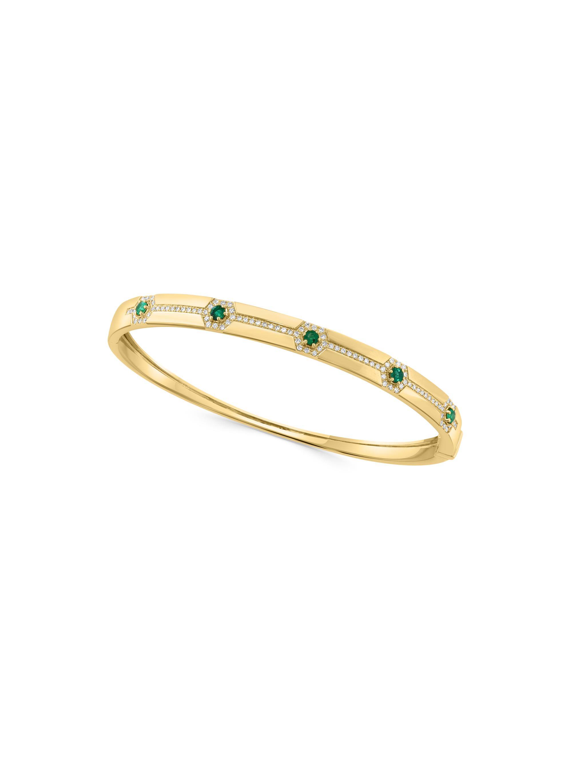 Saks Fifth Avenue Collection Women's 14K Yellow Gold, Emerald & 0.35 TCW Diamond Bangle - Yellow Gold