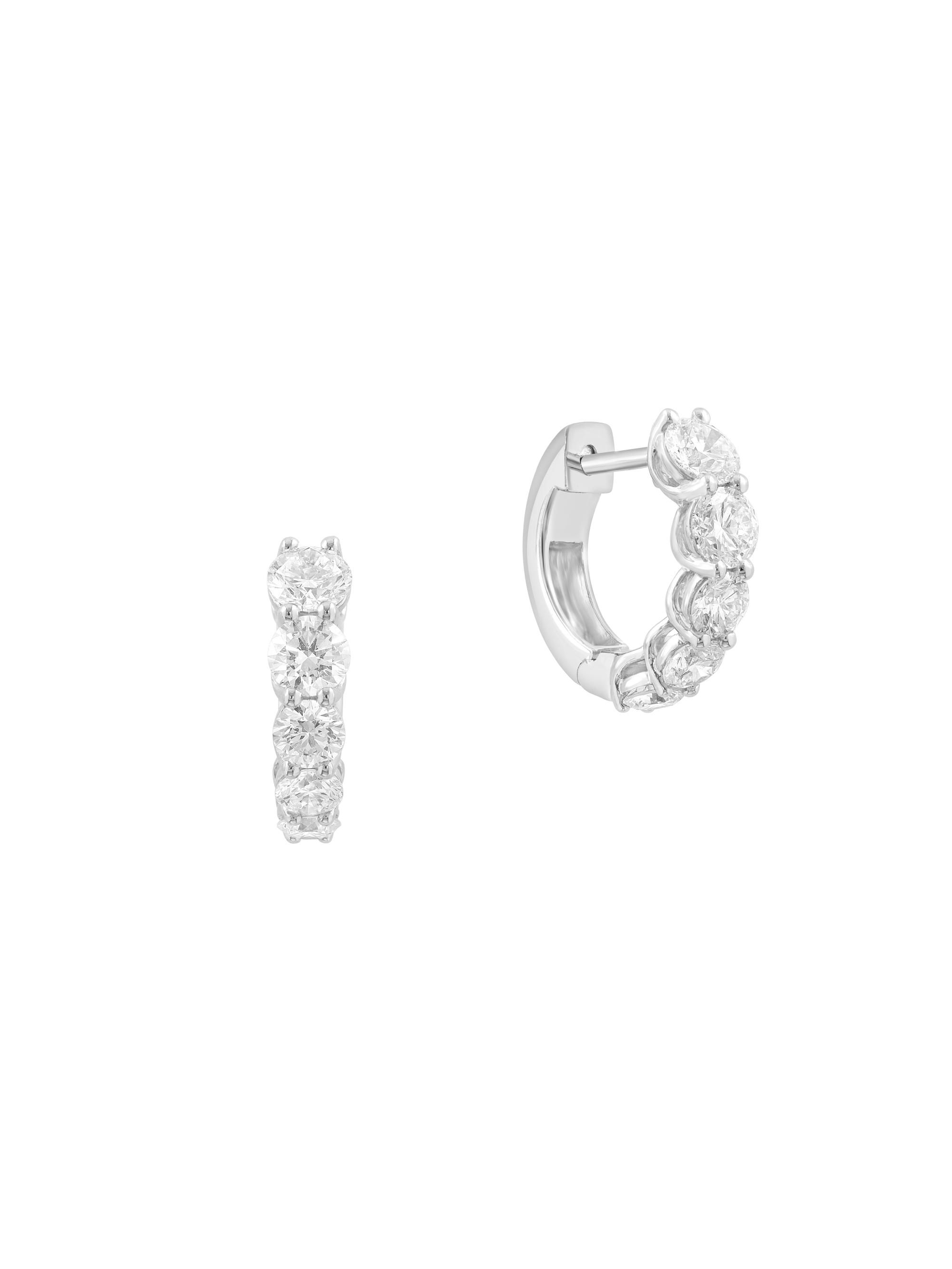 Saks Fifth Avenue Collection Women's 14K White Gold & 1.95 TCW Lab-Grown Diamond Huggie Hoop Earrings - White Gold