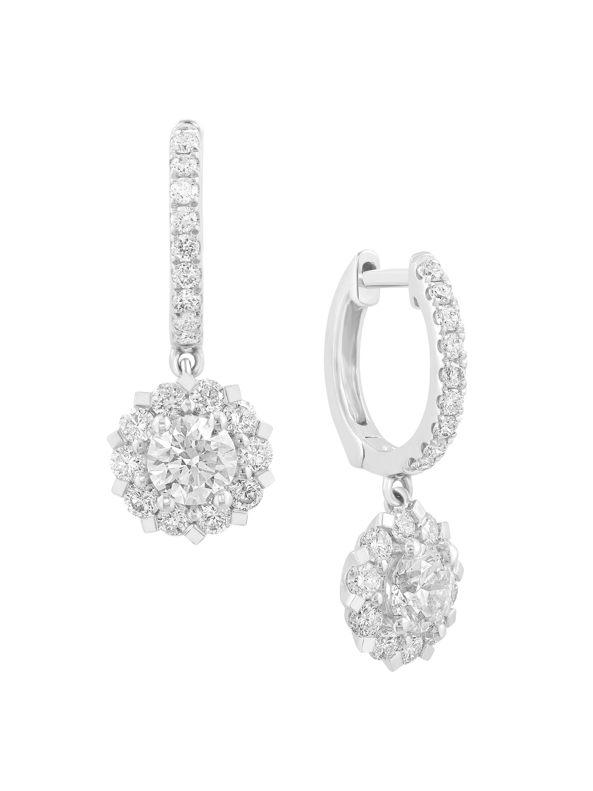 Saks Fifth Avenue Collection Women's 14K White Gold & 1.55 TCW Diamond Drop Earrings - White Gold