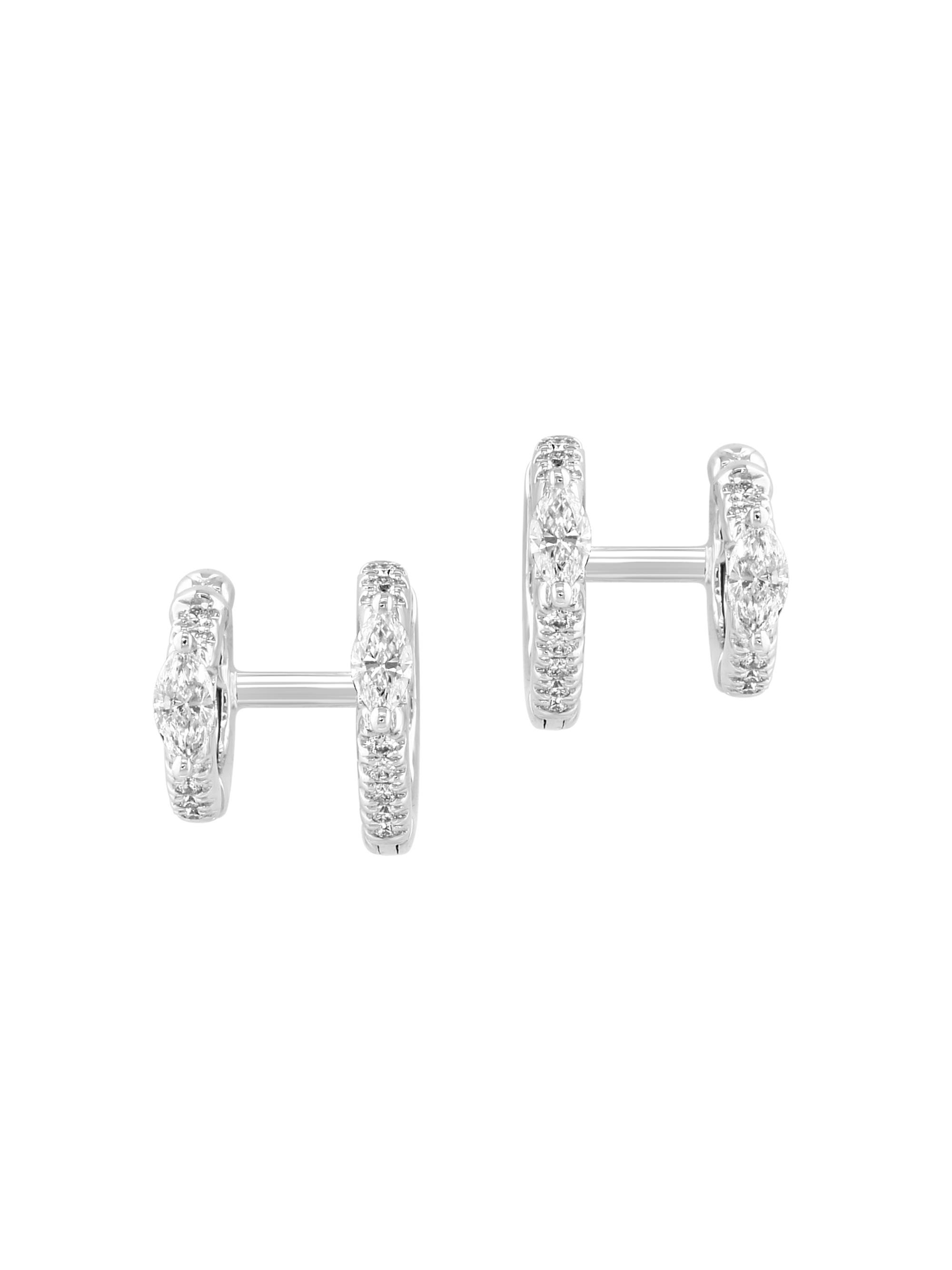 Saks Fifth Avenue Collection Women's 14K White Gold & 0.65 TCW Lab-Grown Diamond Huggie Earrings - White Gold