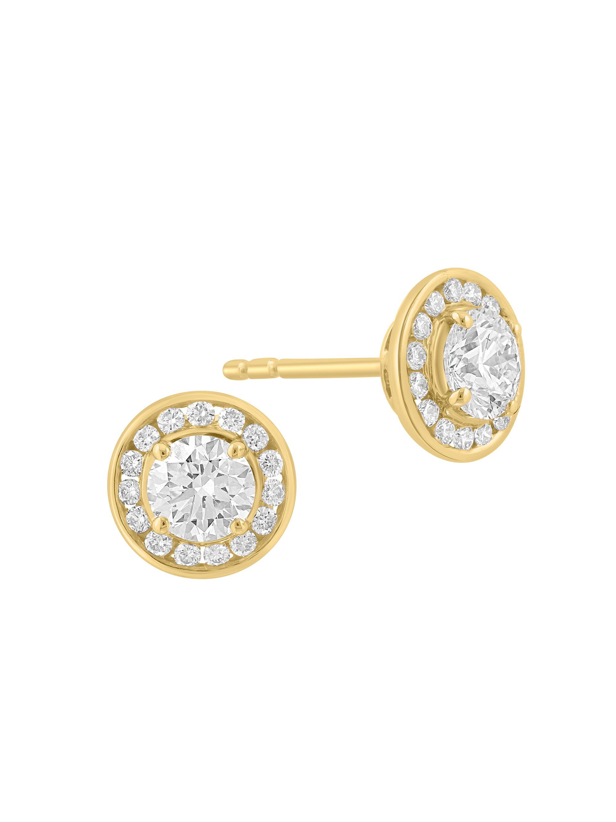 Saks Fifth Avenue Collection Women's 14K Yellow Gold & 0.95 TCW Diamond Halo Stud Earrings - Yellow Gold