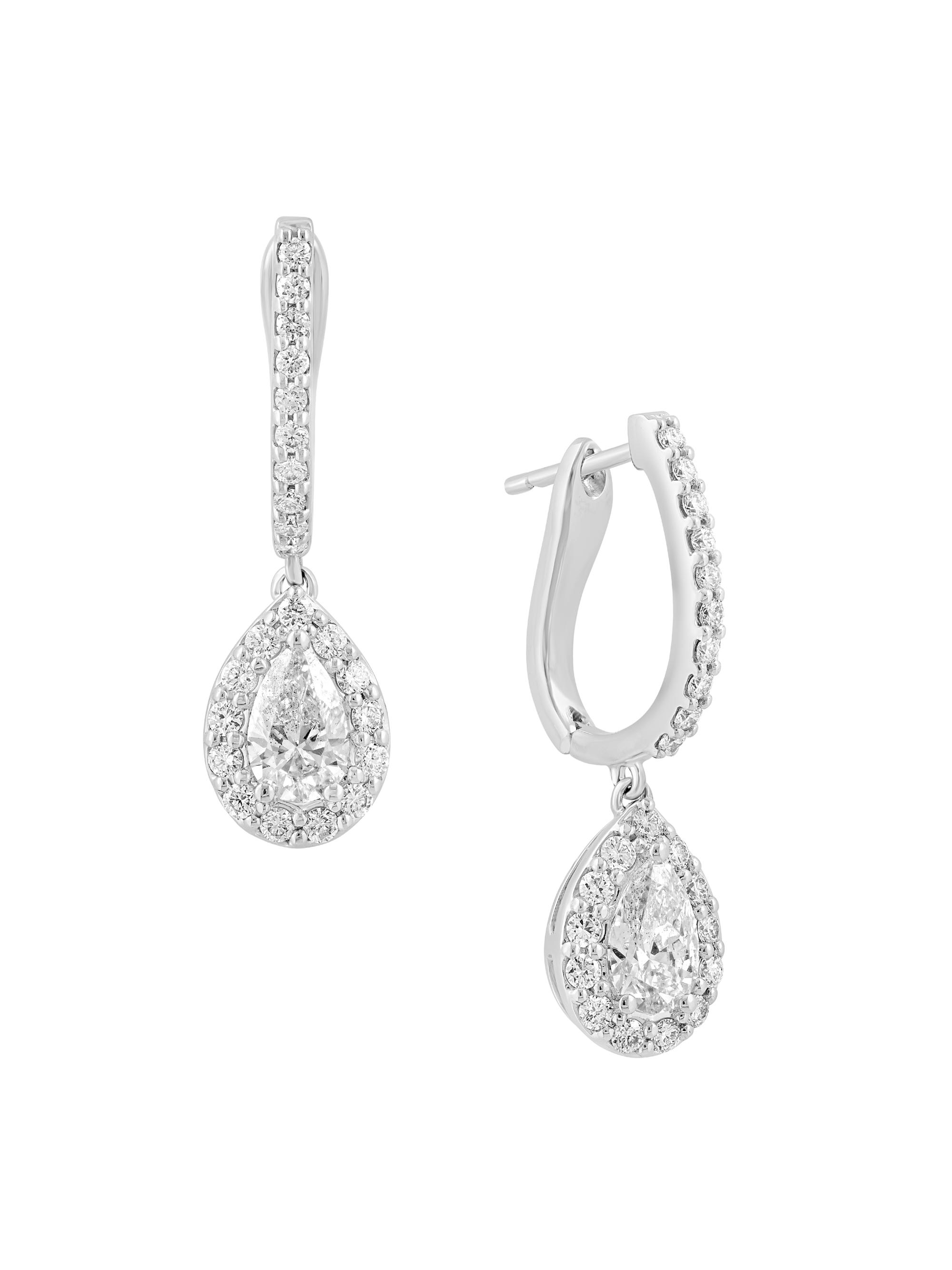 Saks Fifth Avenue Collection Women's 14K White Gold & 1.34 TCW Lab-Grown Diamond Drop Earrings - White Gold