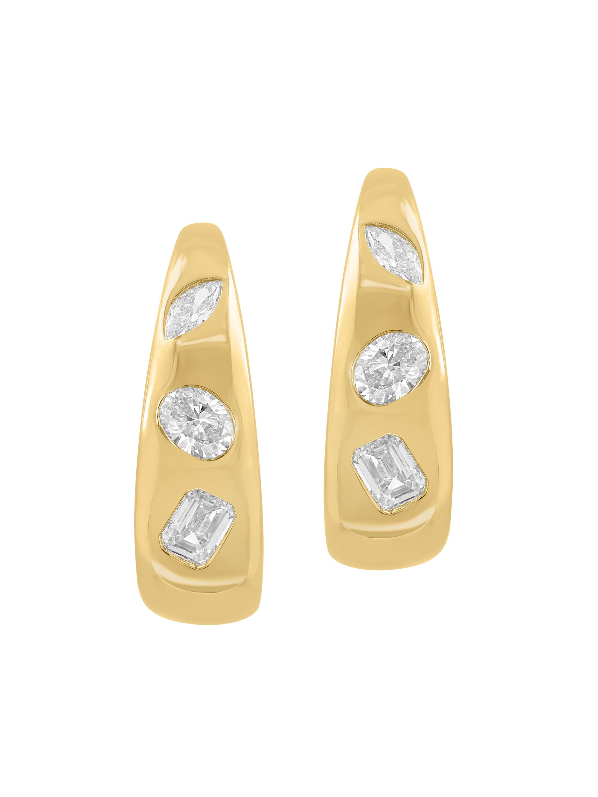 Saks Fifth Avenue Collection Women's 14K Yellow Gold & 0.88 TCW Lab-Grown Diamond Hoop Earrings - Yellow Gold
