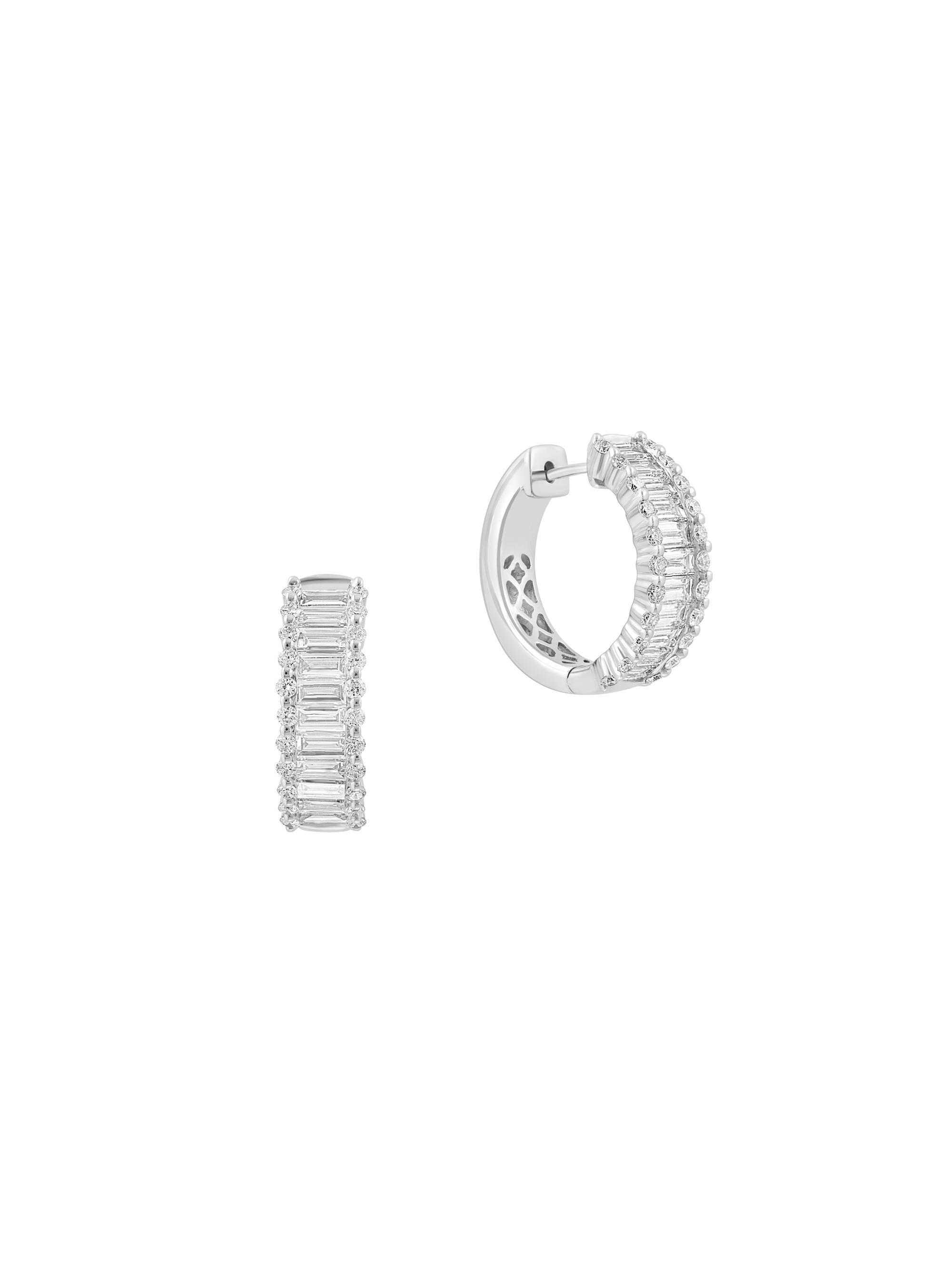 Saks Fifth Avenue Collection Women's 14K White Gold & 1.99 TCW Lab-Grown Diamond Huggie Earrings - White Gold