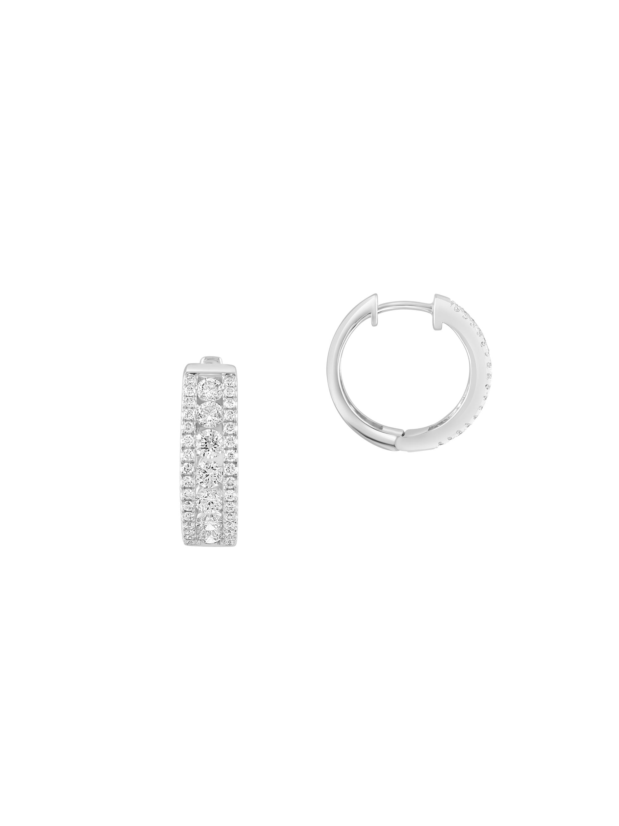 Saks Fifth Avenue Collection Women's 14K White Gold & 1.61 TCW Lab-Grown Diamond Huggie Earrings - White Gold