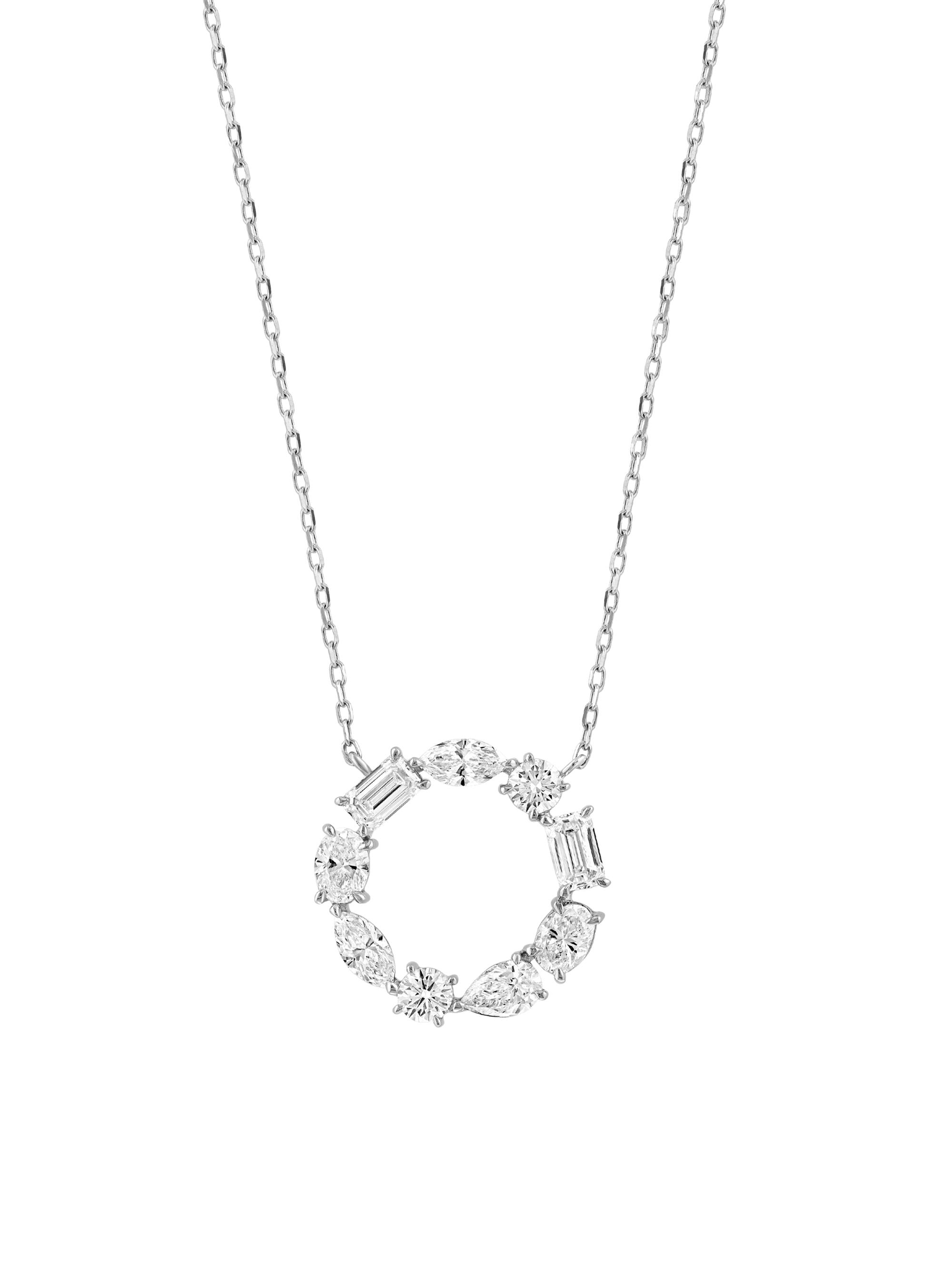 Saks Fifth Avenue Collection Women's 14K White Gold & 2.02 TCW Lab-Grown Diamond Circle Pendant Necklace - White Gold