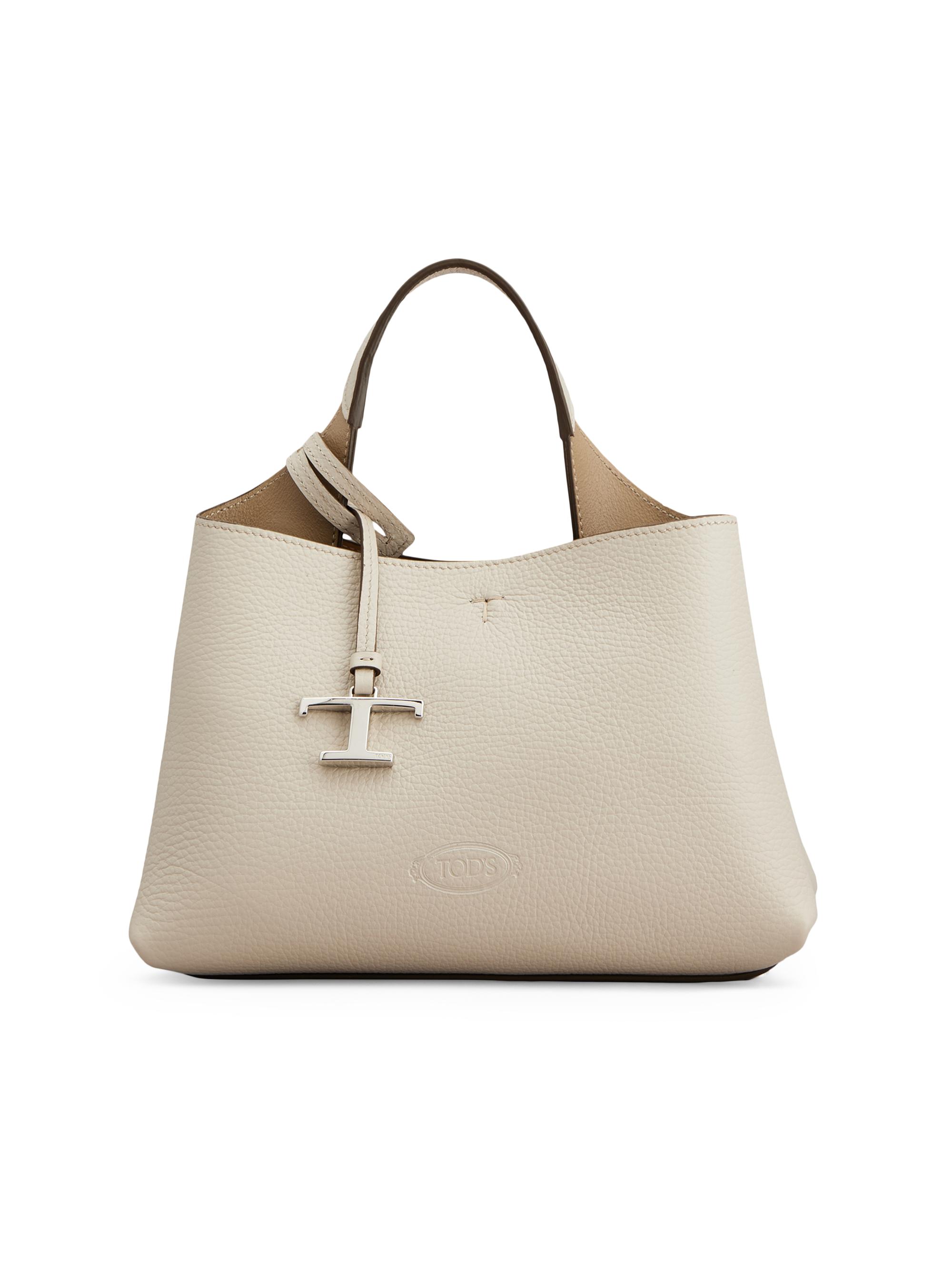 Tod's Women's Logo Leather Top Handle Bag - Mastice Corda