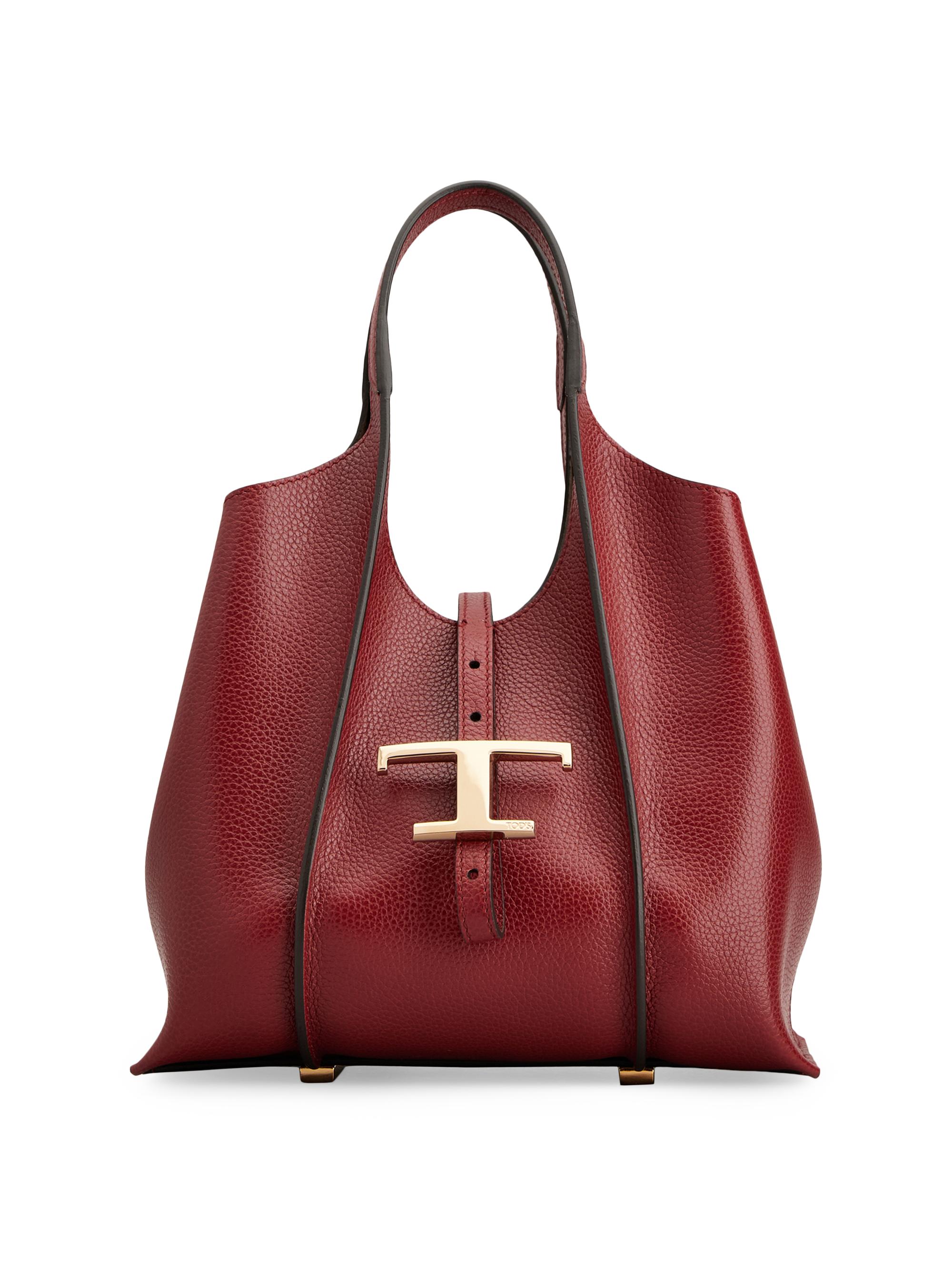 Tod's Women's Mini T Timeless Leather Shopper Tote Bag - Rosso Borgogna
