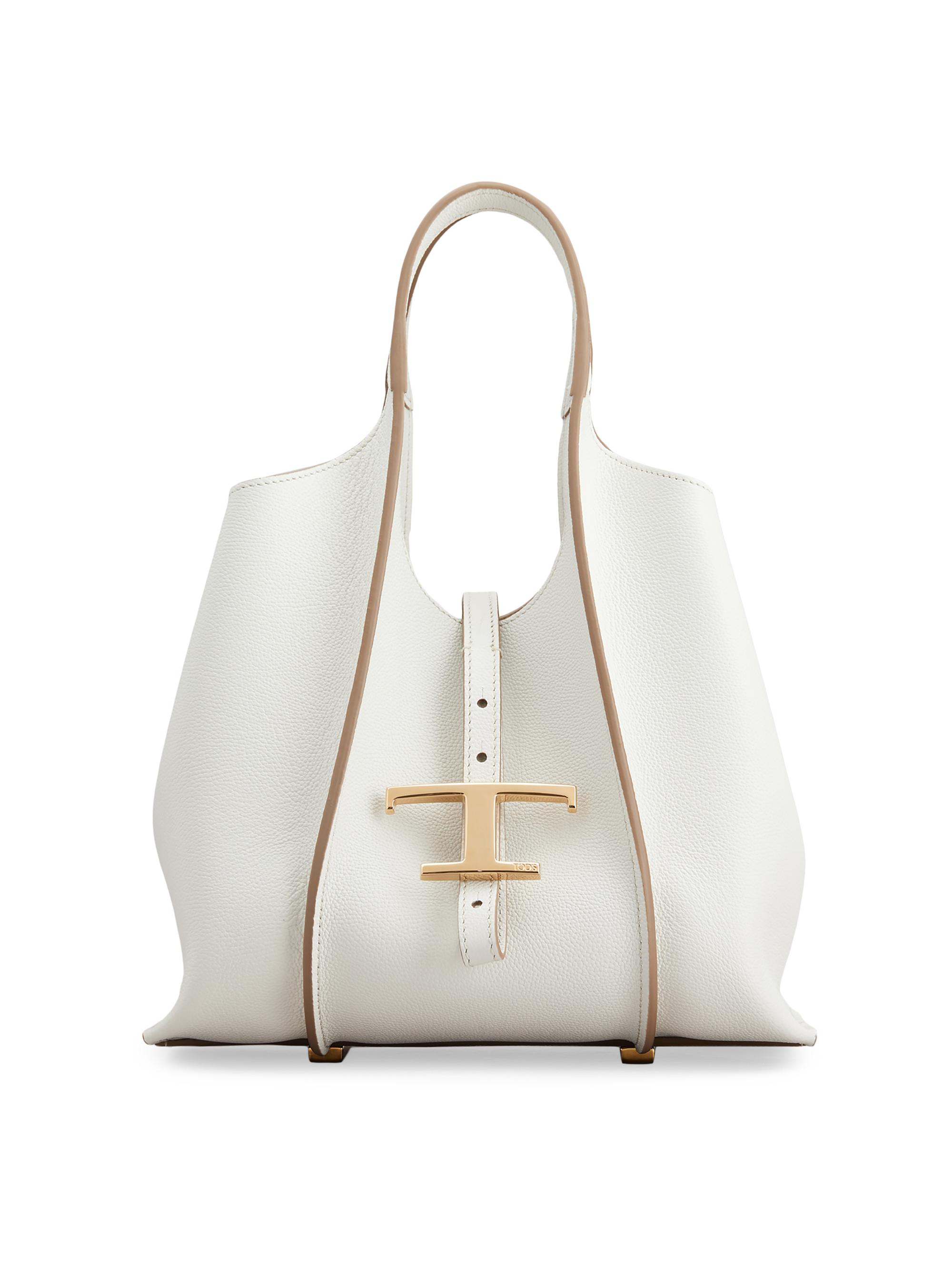 Tod's Women's Mini T Timeless Leather Shopper Tote Bag - Bianco Calce