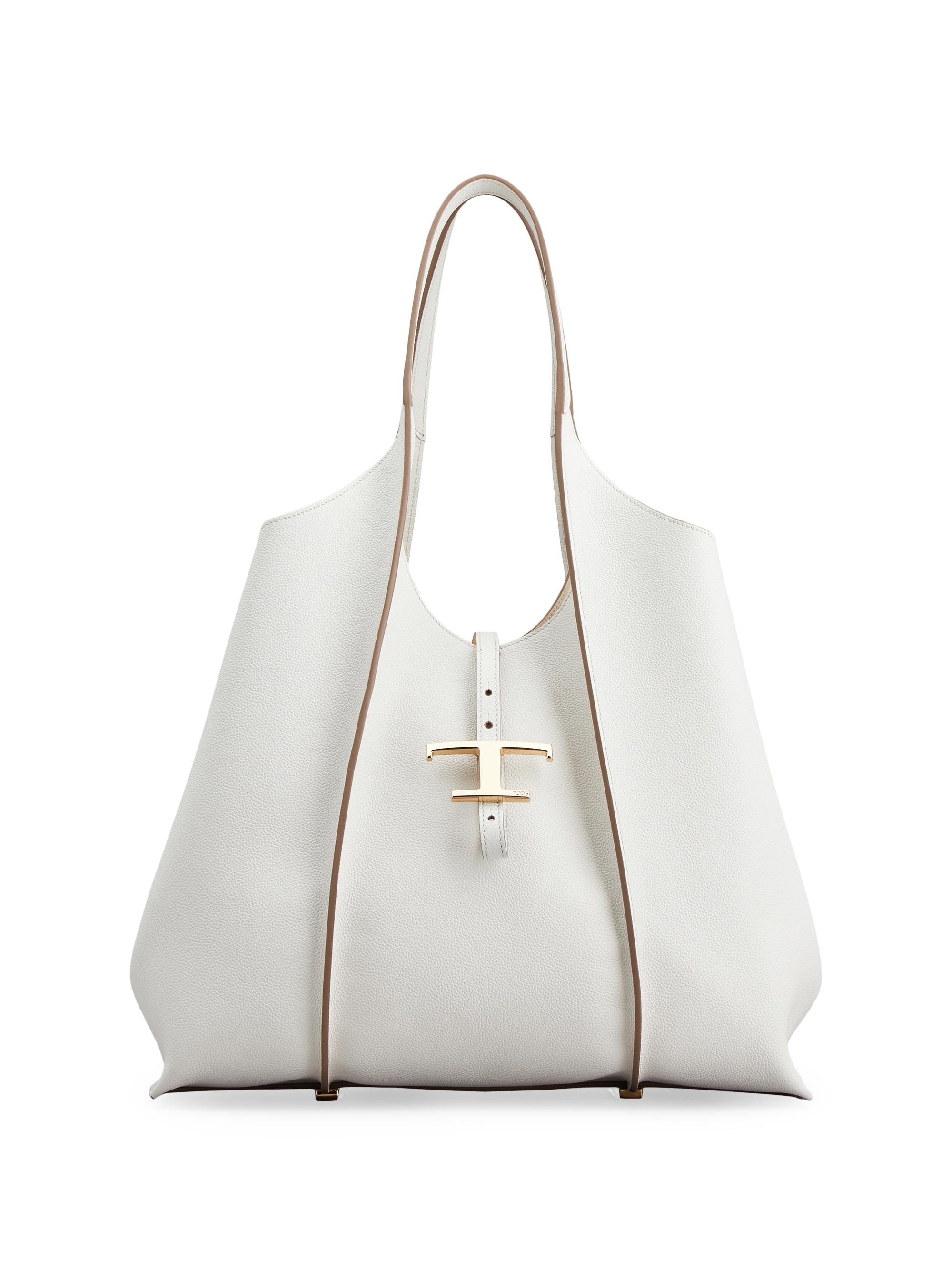 Tod's Women's  T Timeless Leather Shopper Tote Bag - Bianco Calce