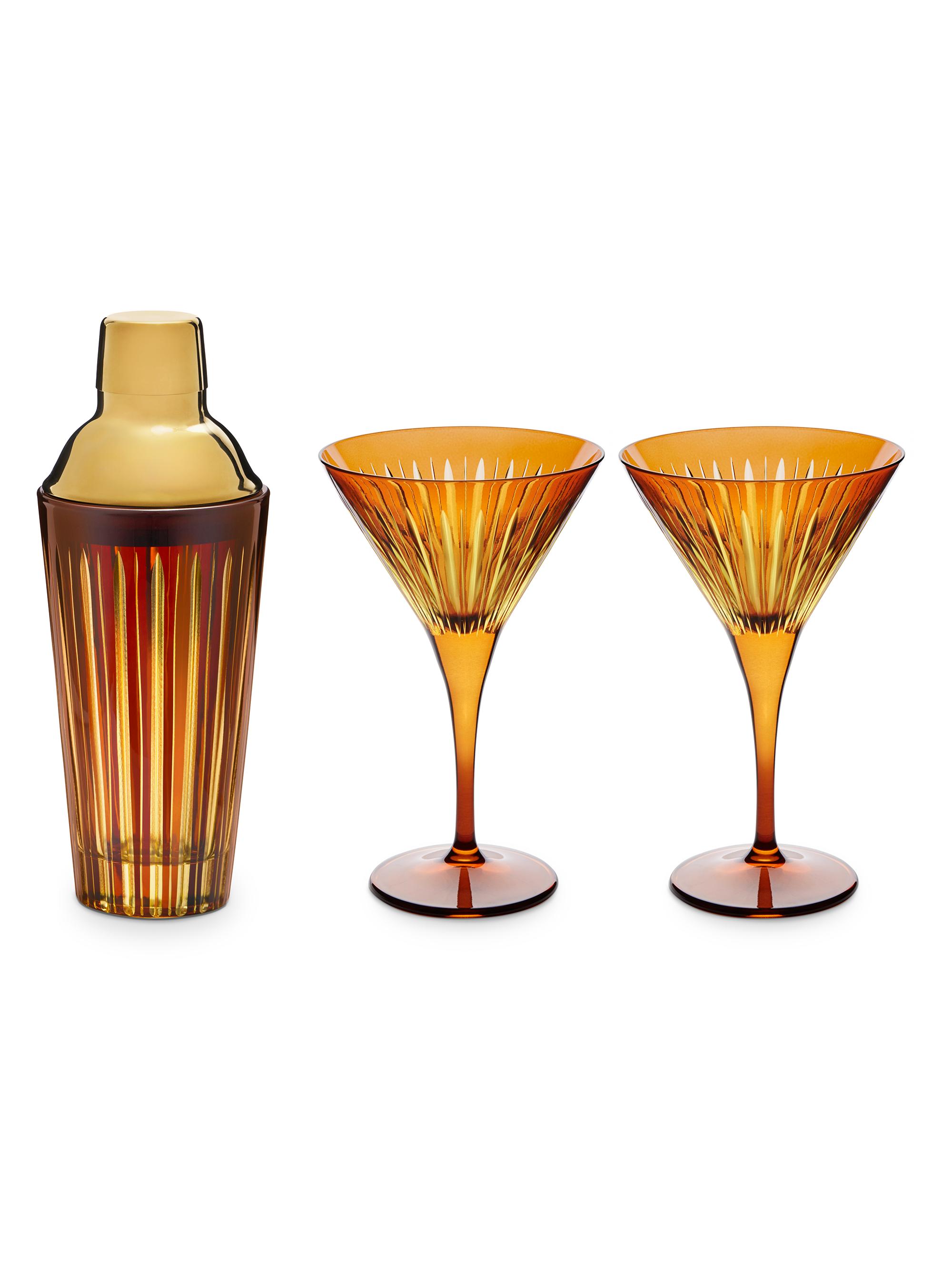 L'Objet Prism 3-Piece Glass Cocktail Set - Amber