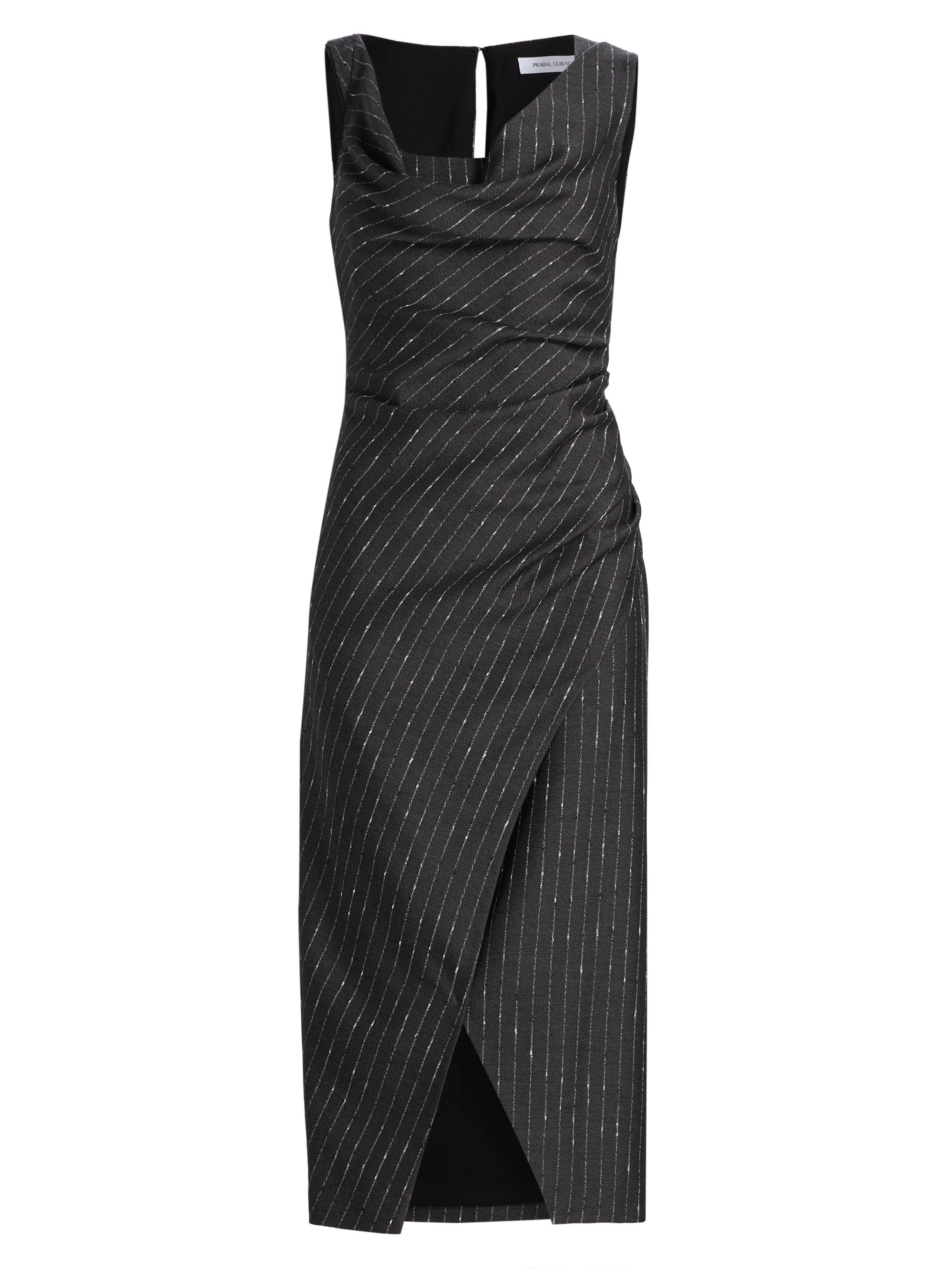 Prabal Gurung Women's Pinstripe Ruched Sheath Dress - Charcoal White