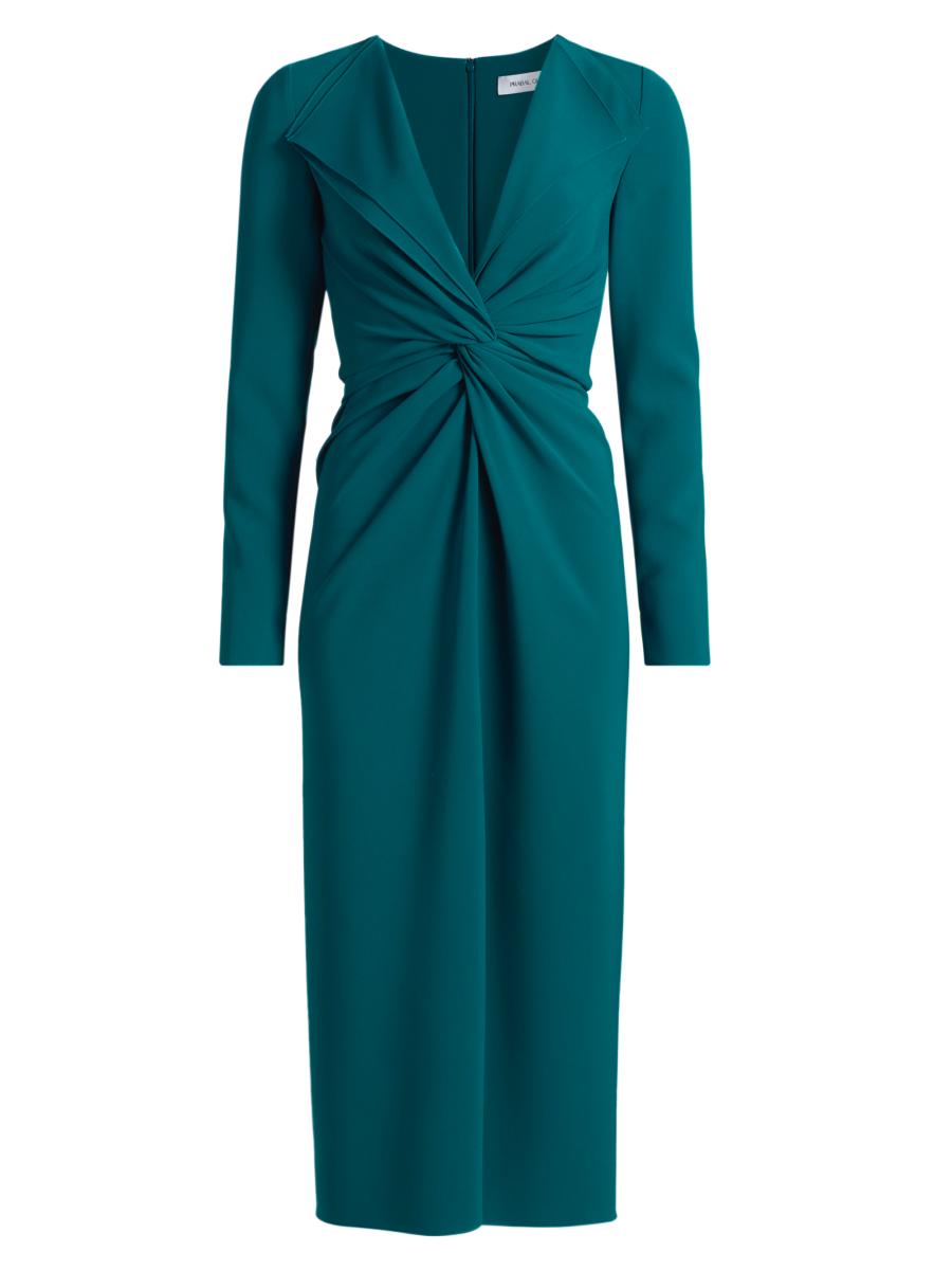 knee length dresses for ladies Front Twist Midi Dress w/ Dolm Twilight Navy / Standard / 6