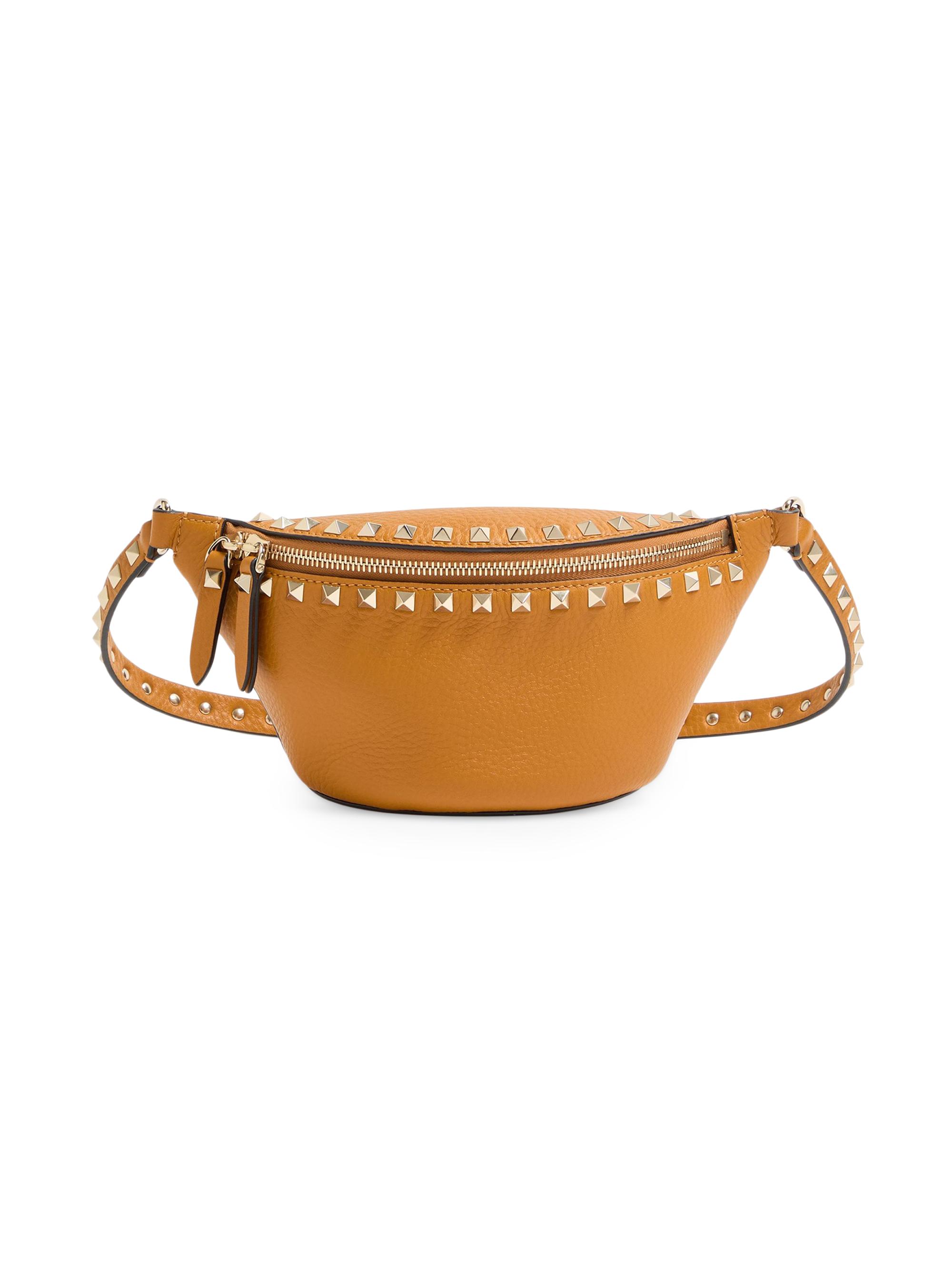 Valentino Garavani Women's Rockstud Belt Bag in Grained Calfskin - Golden Cuir