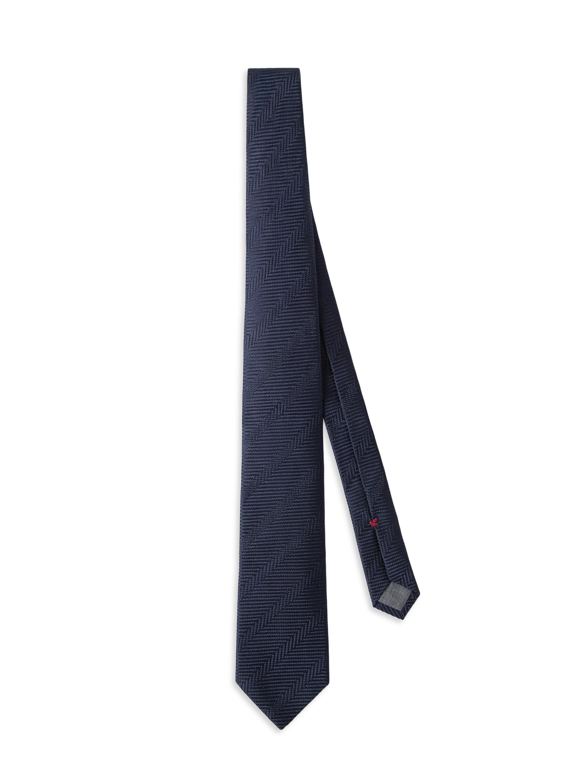 Brunello Cucinelli Men's Silk Chevron Tie - Navy Blue