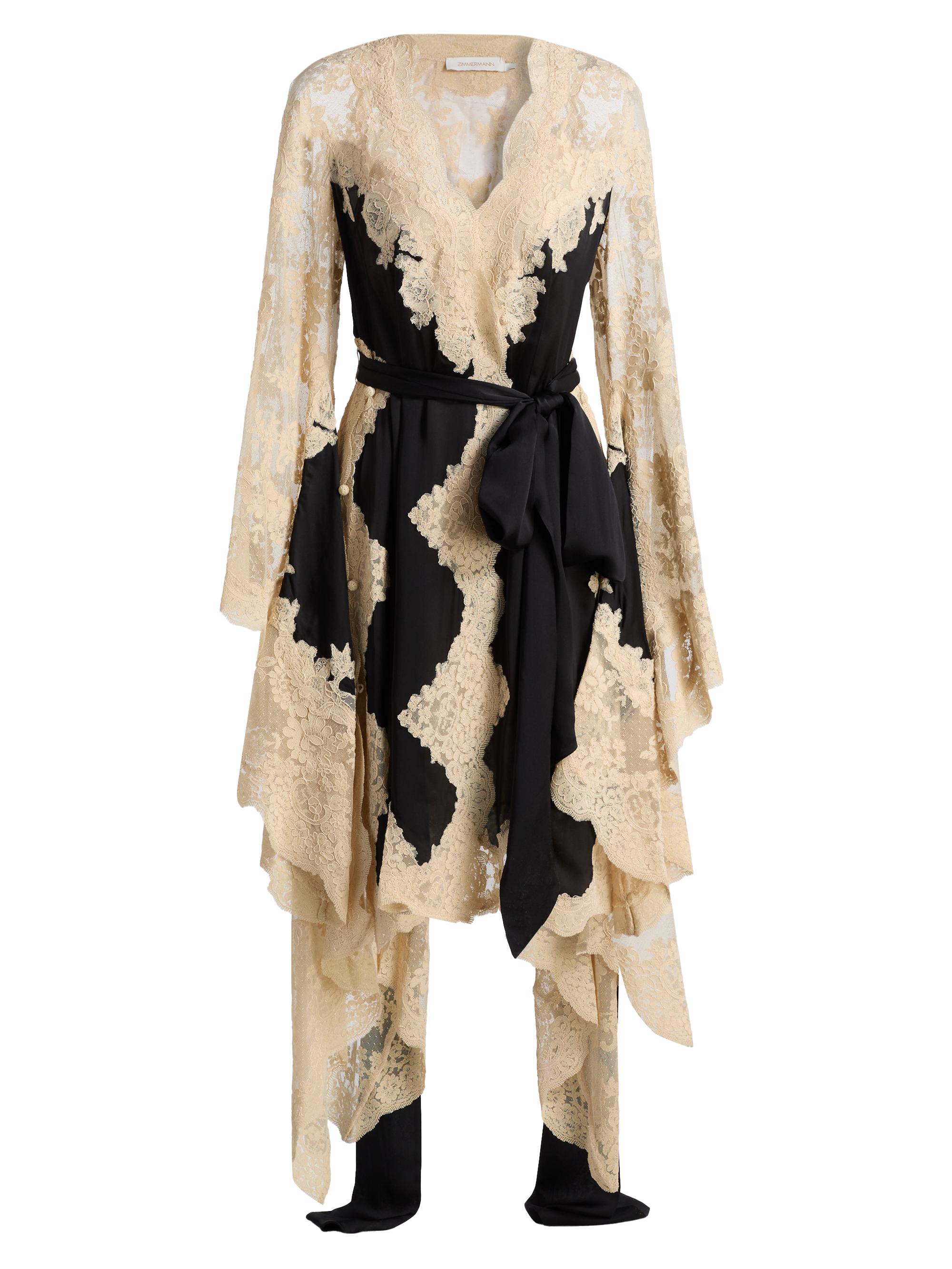 Zimmermann Women's Hypnotic Lace & Satin Wrap Dress - Black