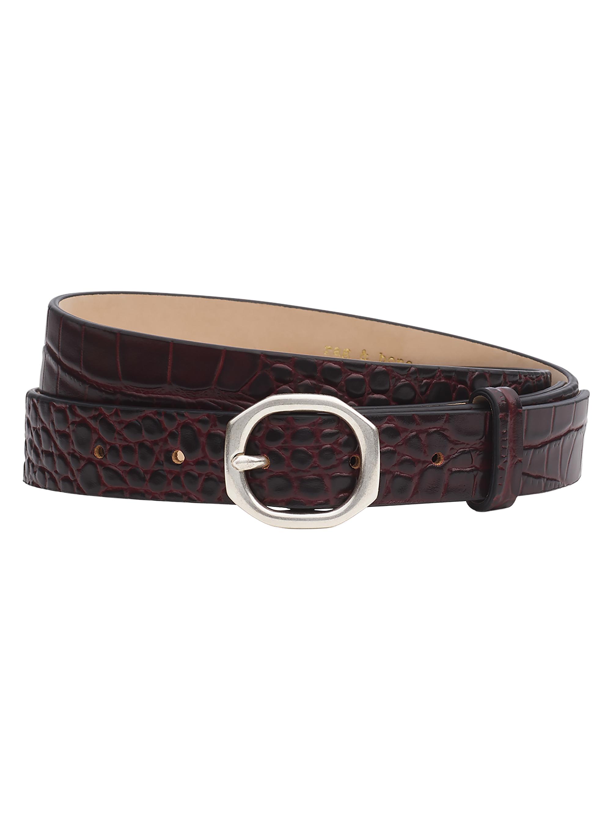 rag & bone Women's Audrey Croc-Embossed Leather Belt - Bordeaux