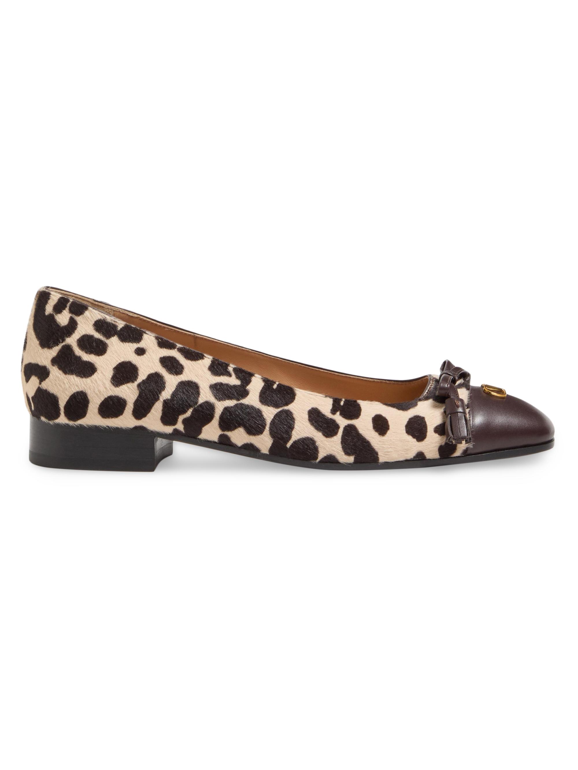 Valentino Garavani Women's Valet Du Roi 25MM Ballerinas in Pony-Effect Calfskin - Natural Brown
