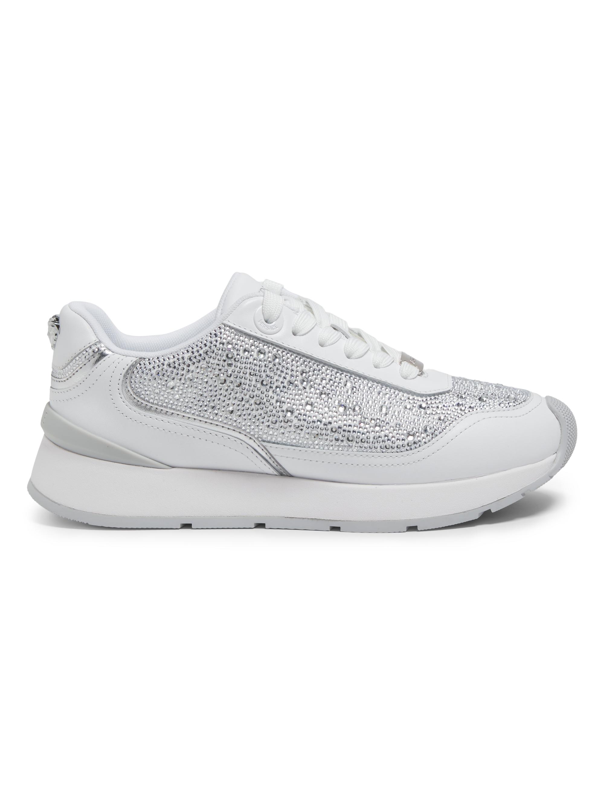 Versace Women's Embellished Leather Low-Top Sneakers - White Silver Palladium