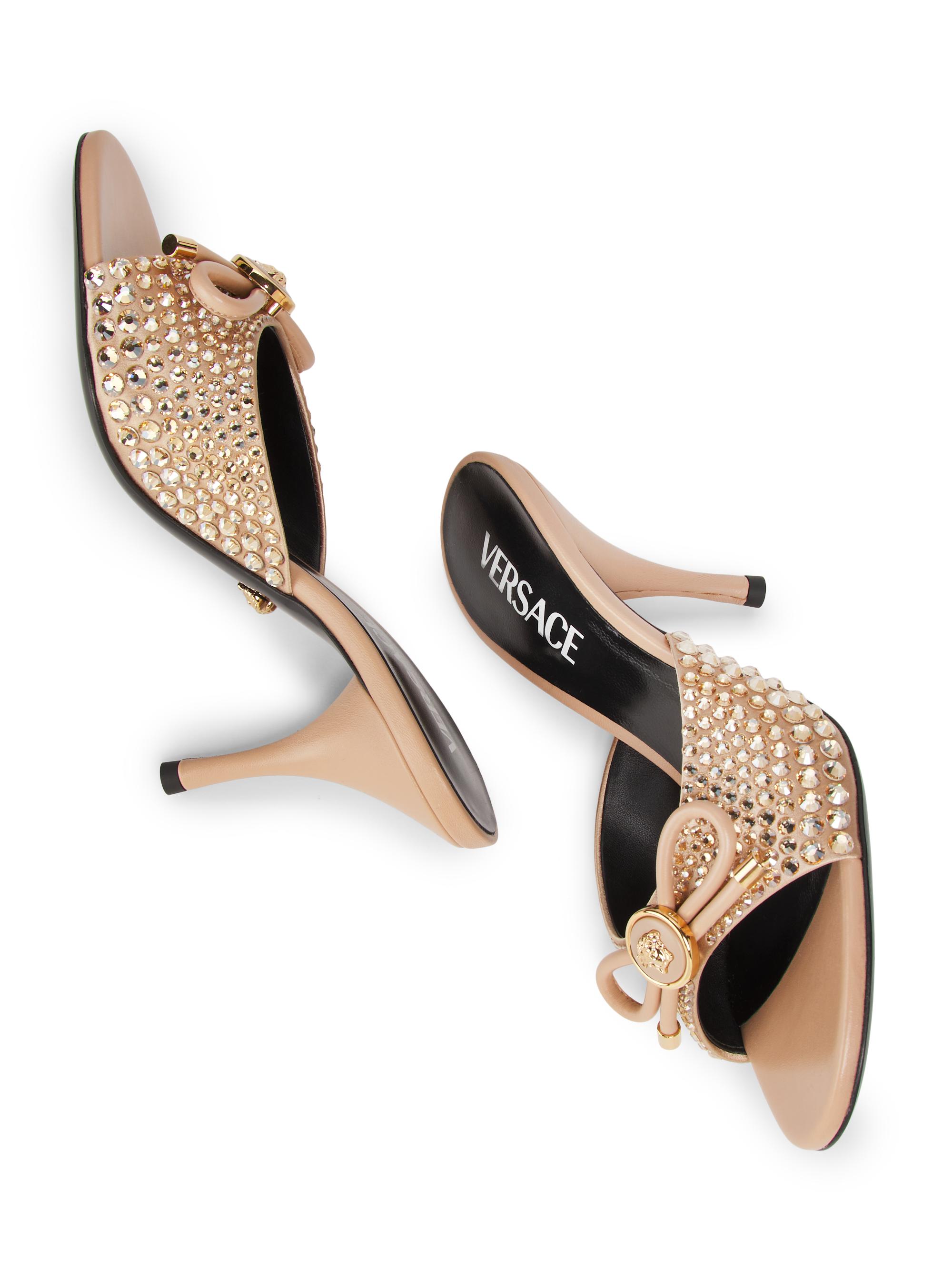 Versace 85MM Medusa Charm Leather Mules | Saks Fifth Avenue