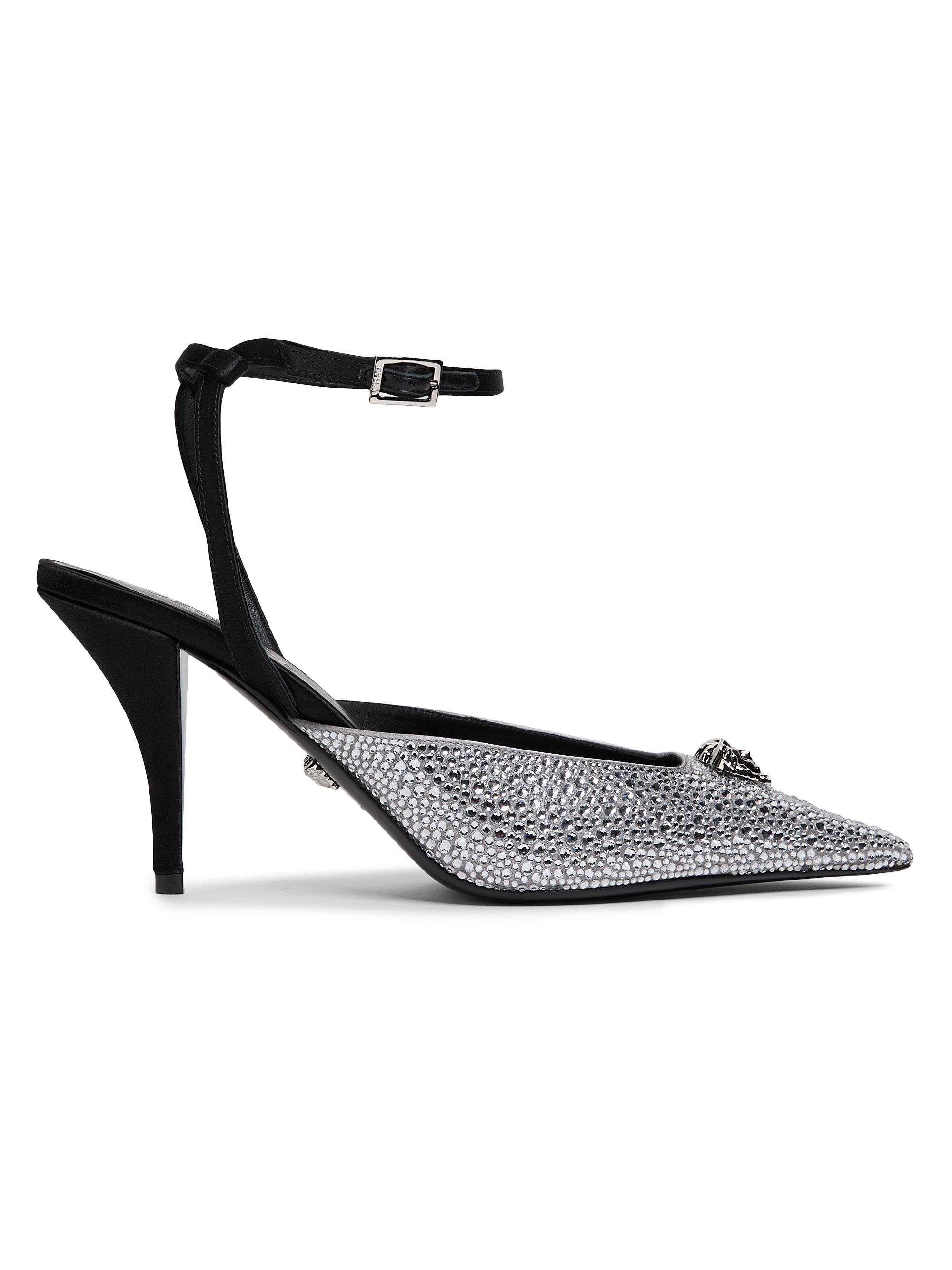 Givenchy Sliced Square Heeled Sandals in Mirror Effect Leather