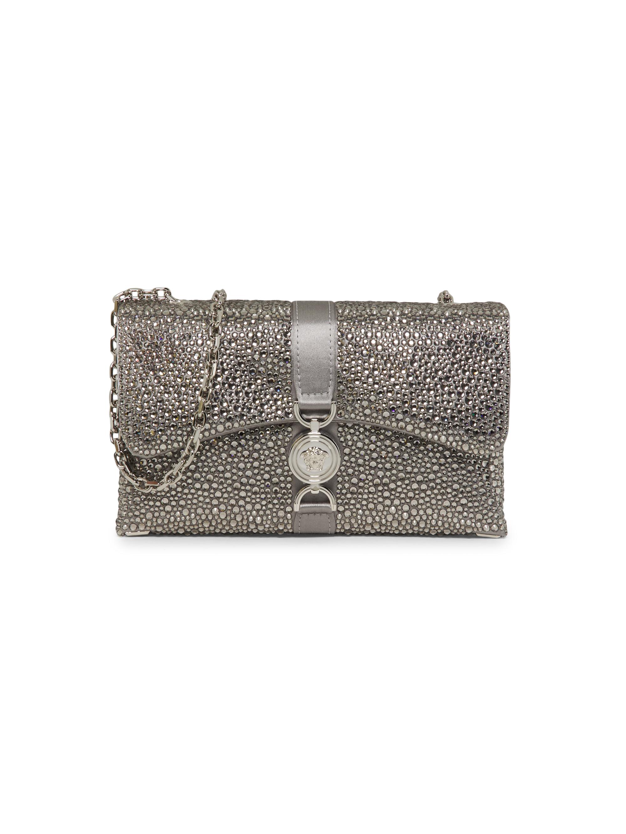 Versace Women's Mini Kleio Crystal-Embellished Chain Shoulder Bag - Pearl Grey Palladium