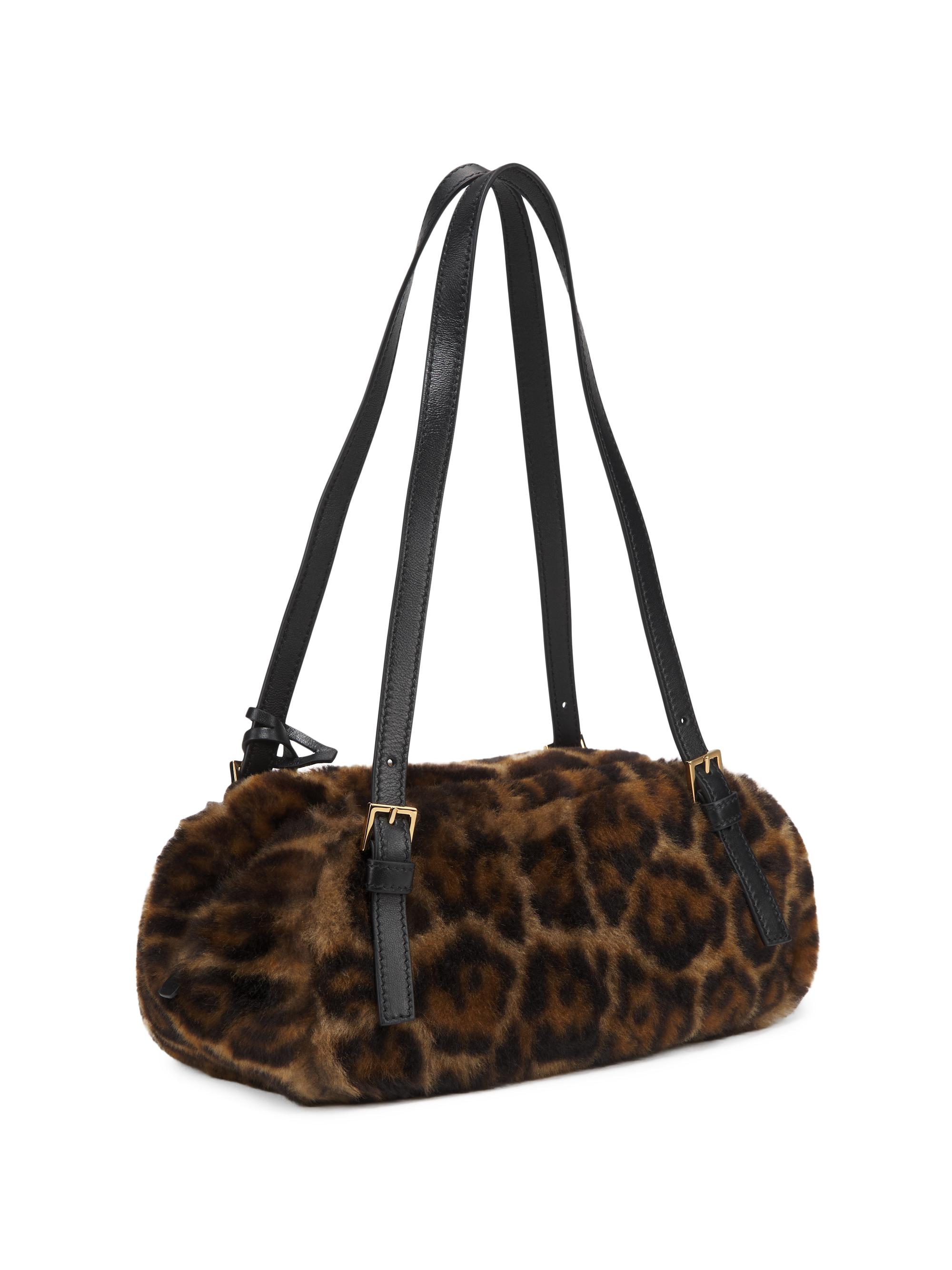 Versace Leopard-Print Shearling Shoulder Bag | Saks Fifth Avenue