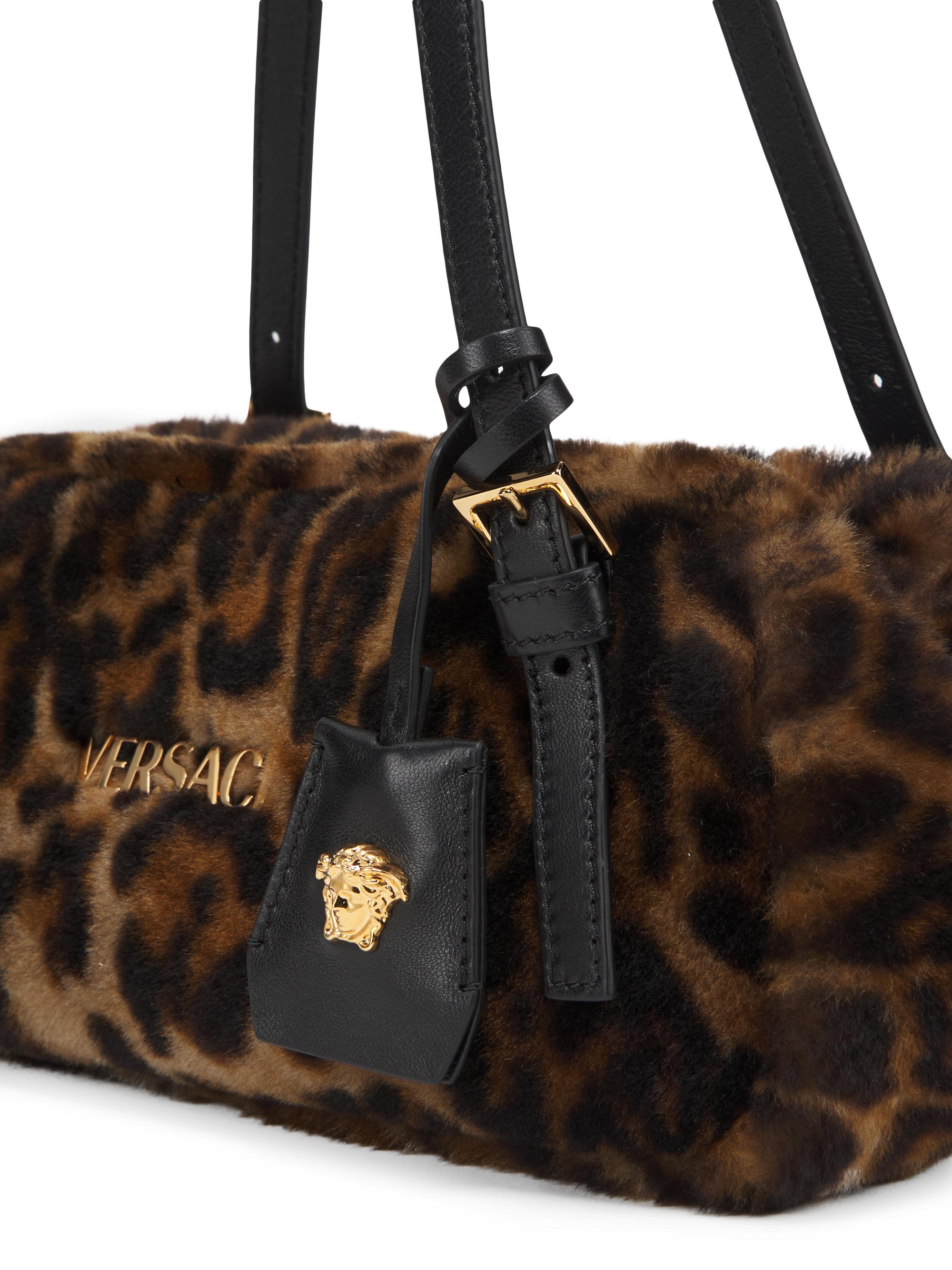 Versace Leopard-Print Shearling Shoulder Bag | Saks Fifth Avenue