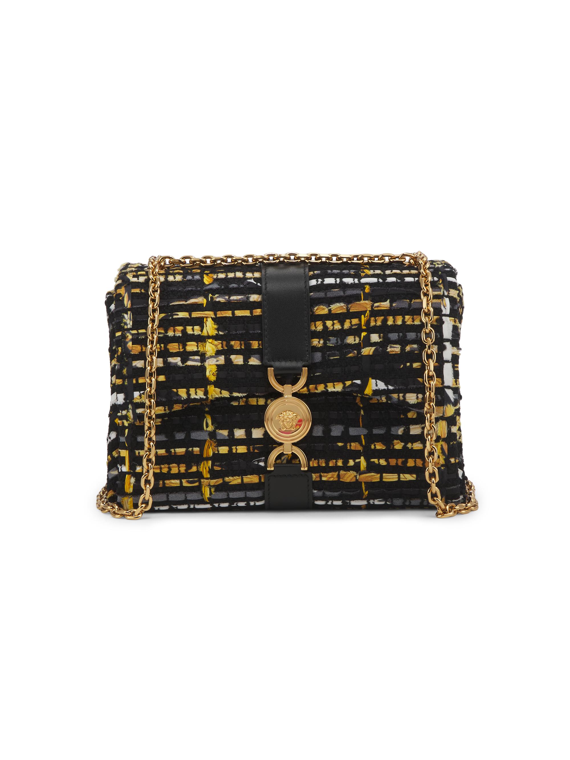 Versace Women's Kleio Woven Flap Shoulder Bag - Black Gold  Gold