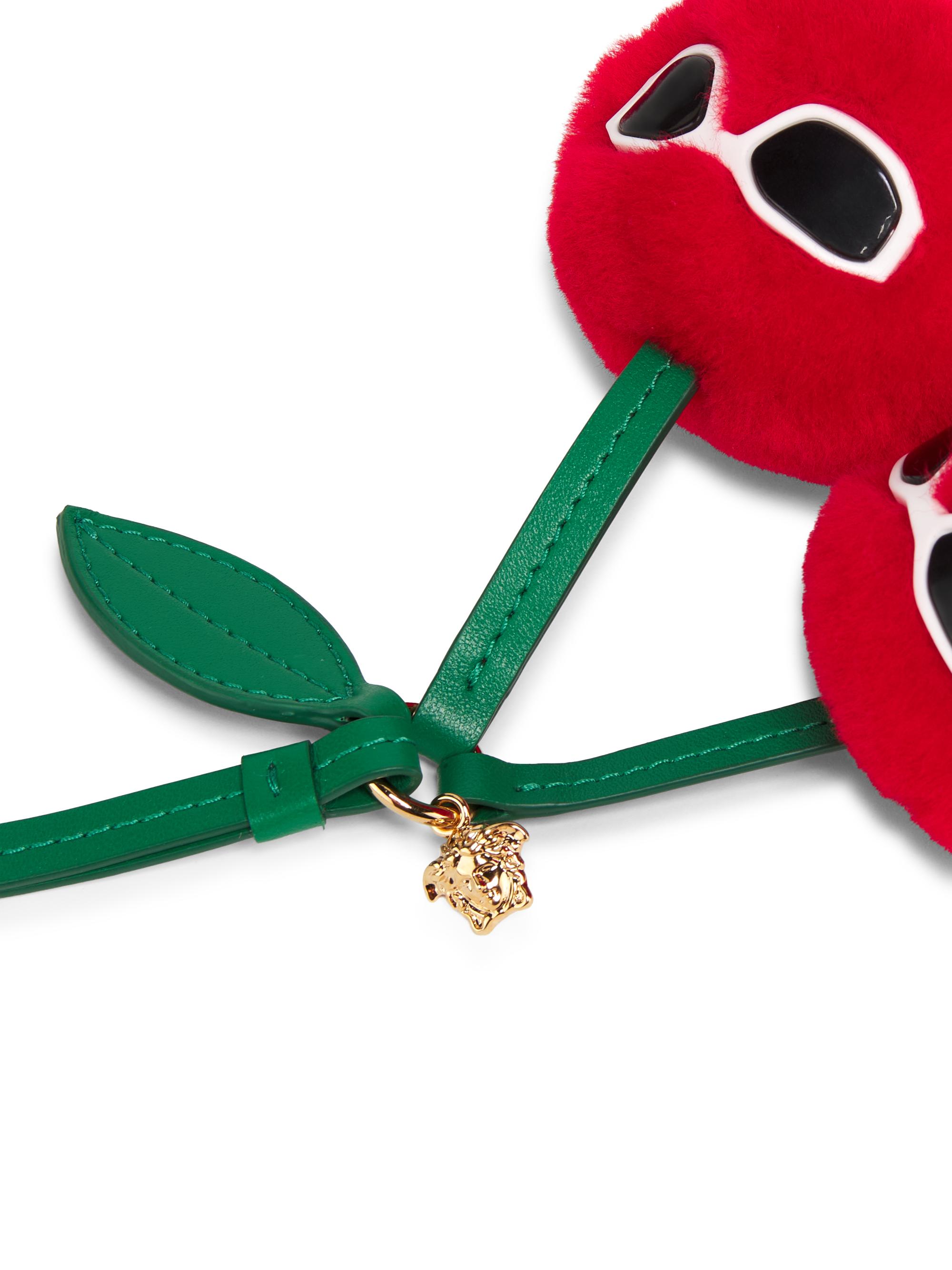 Versace Cherry Faux-Fur & Leather Bag Charm | Saks Fifth Avenue