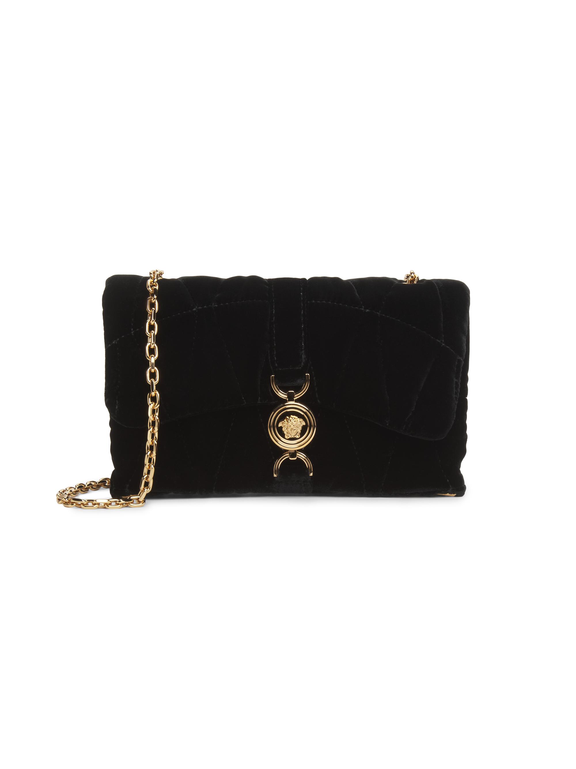 Versace Women's Kleio Mini Velvet Bag - Navy Blue  Gold