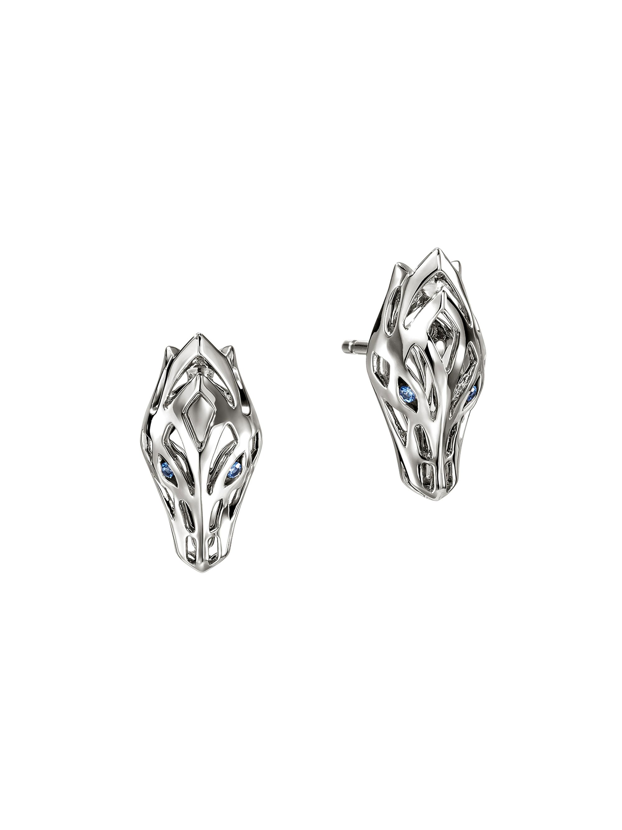 John Hardy Women's Naga Dragon Sterling Silver & Blue Sapphire Stud Earrings - Silver