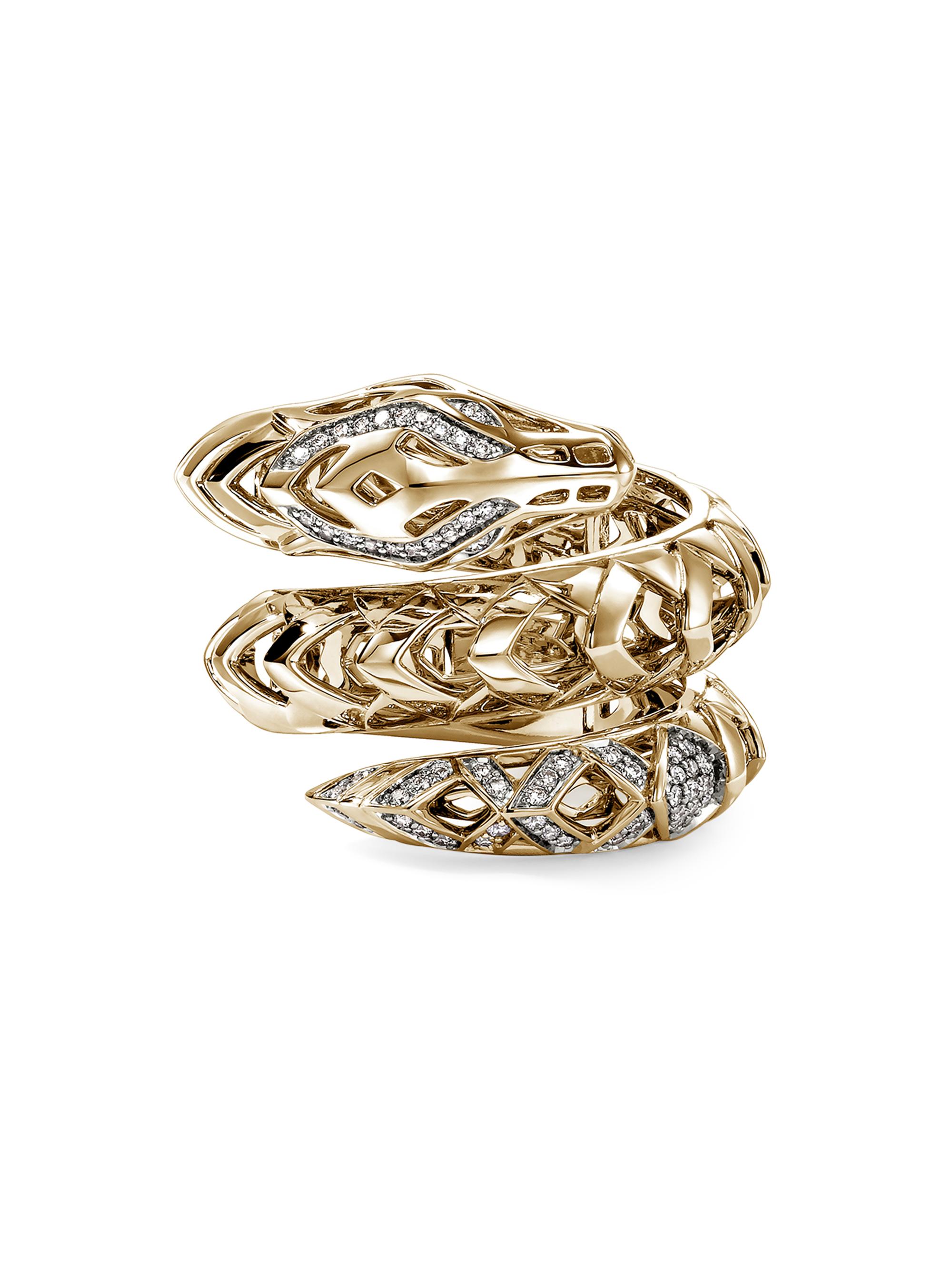 John Hardy Women's Naga Dragon 14K Yellow Gold & 0.27 TCW Diamond Wrap Ring - Gold