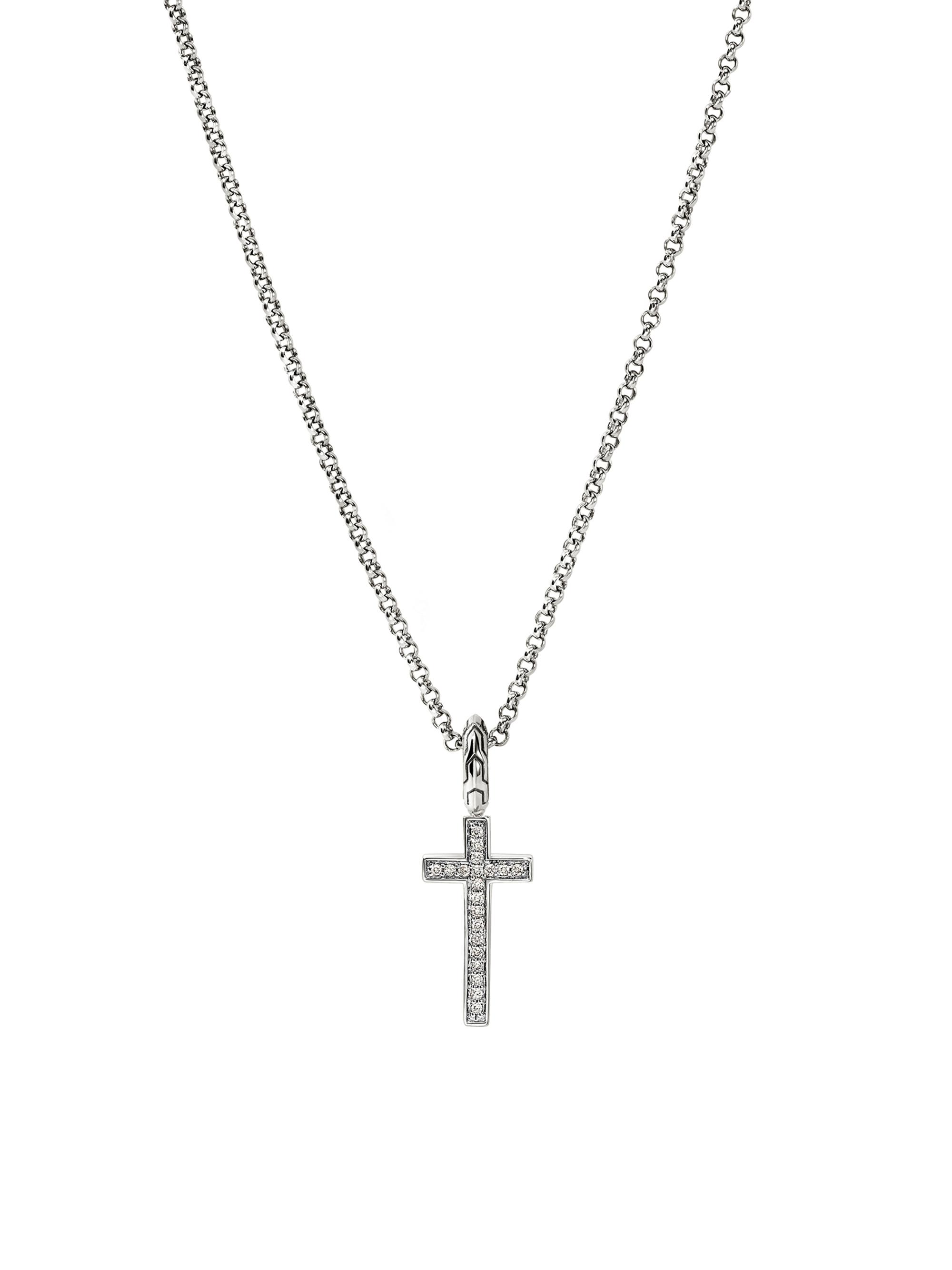 John Hardy Women's JH Essentials Sterling Silver & 0.08 TCW Diamond Cross Pendant Necklace - Silver