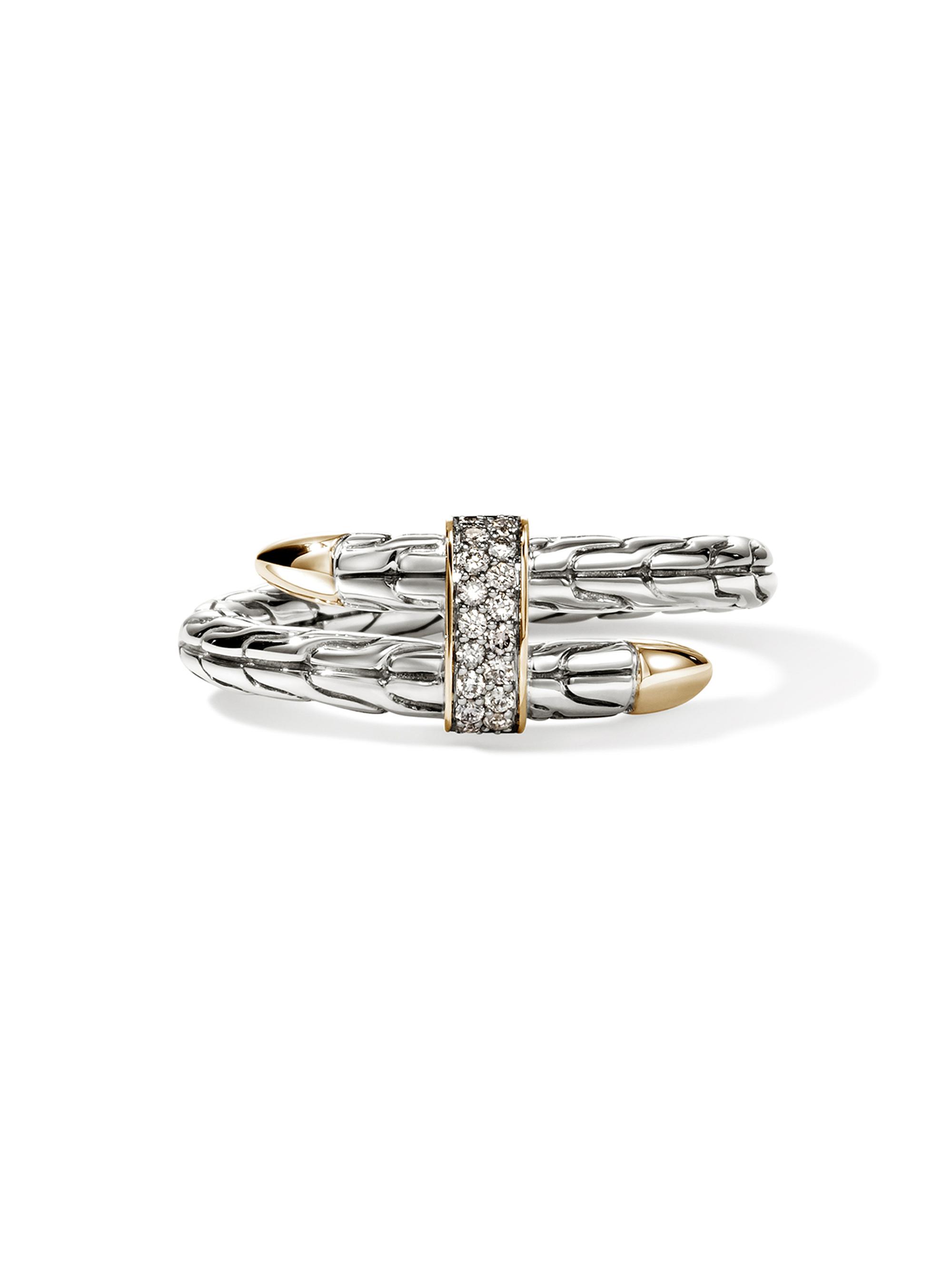 John Hardy Women's Spear Sterling Silver, 14K Yellow Gold & 0.08 TCW Diamond Ring - Silverandgold