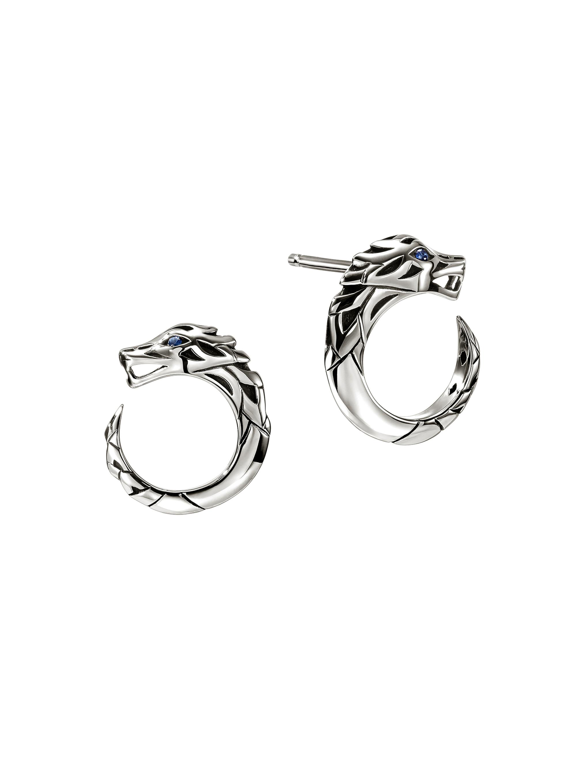 John Hardy Women's Naga Dragon Sterling Silver & Blue Sapphire Stud Earrings - Silver