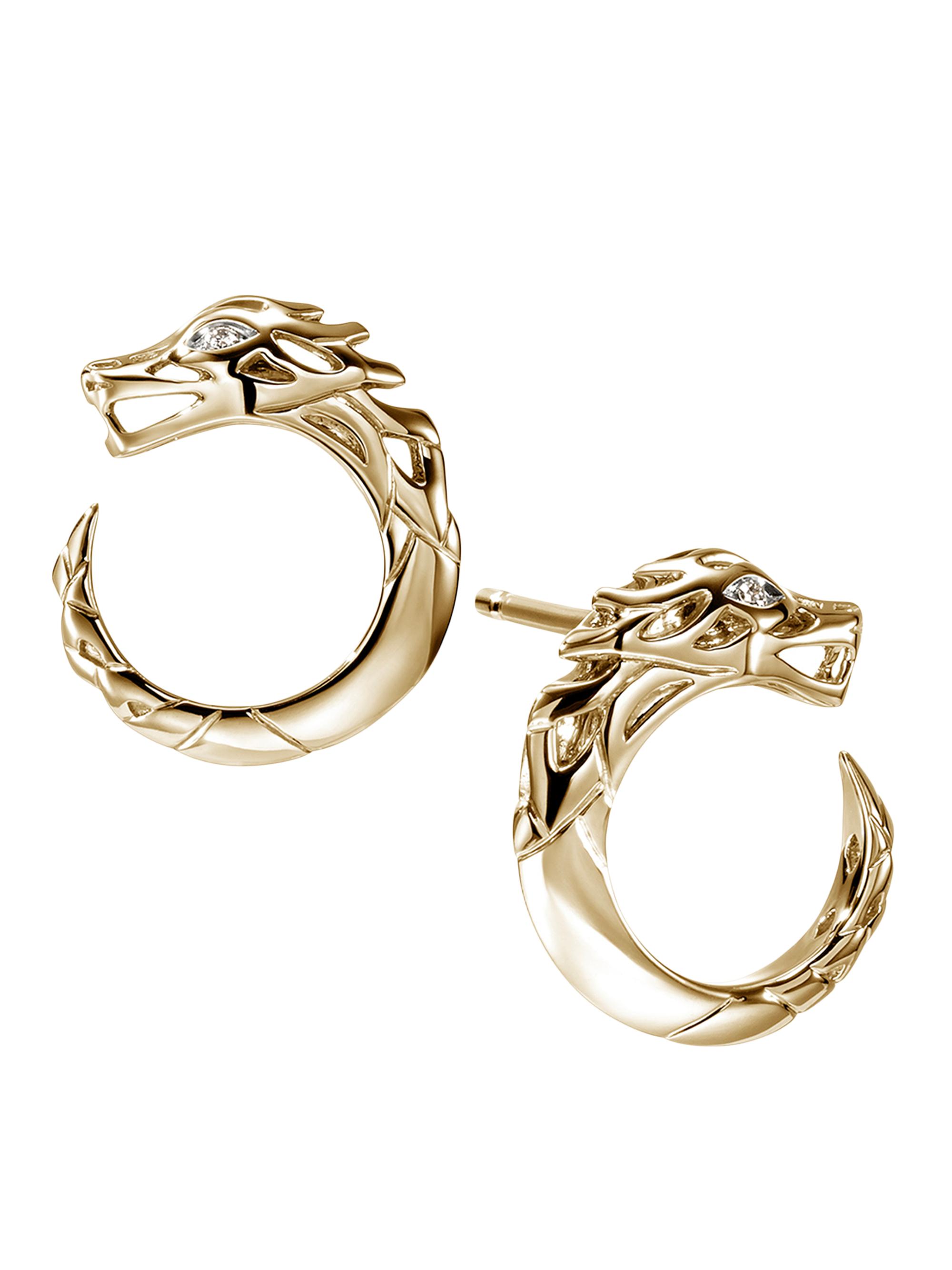 John Hardy Women's Naga Dragon 14K Yellow Gold & 0.02 TCW Diamond Stud Earrings - Gold