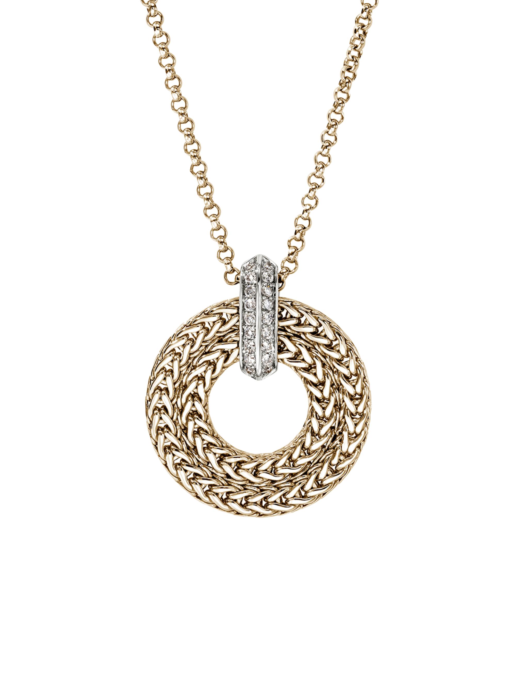 John Hardy Women's Icon 14K Yellow Gold, Sterling Silver & 0.21 TCW Diamond Pendant Necklace - Gold