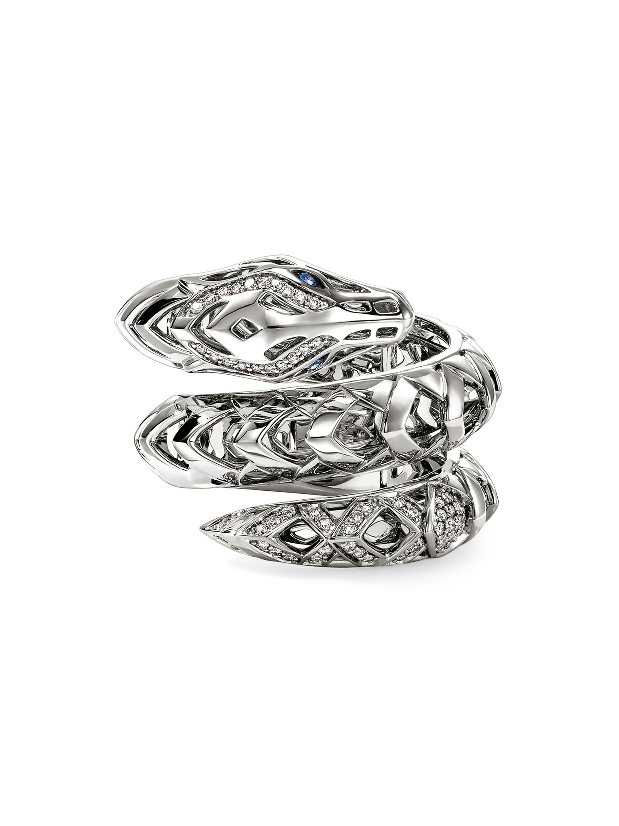 John Hardy Women's Naga Dragon Sterling Silver, 0.25 TCW Diamond & Blue Sapphire Wrap Ring - Silver