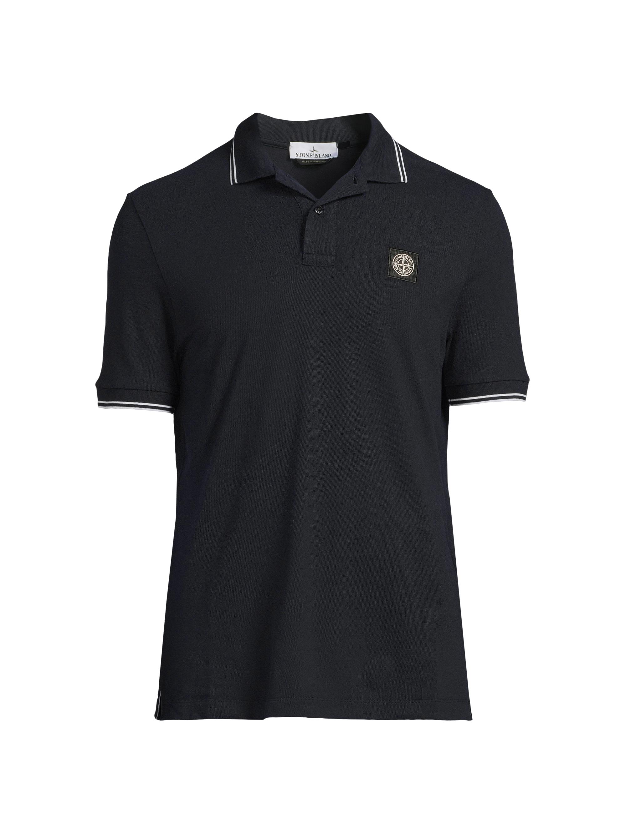 Stone Island Men's Logo Patch Stretch-Cotton Polo Shirt - Navy Blue