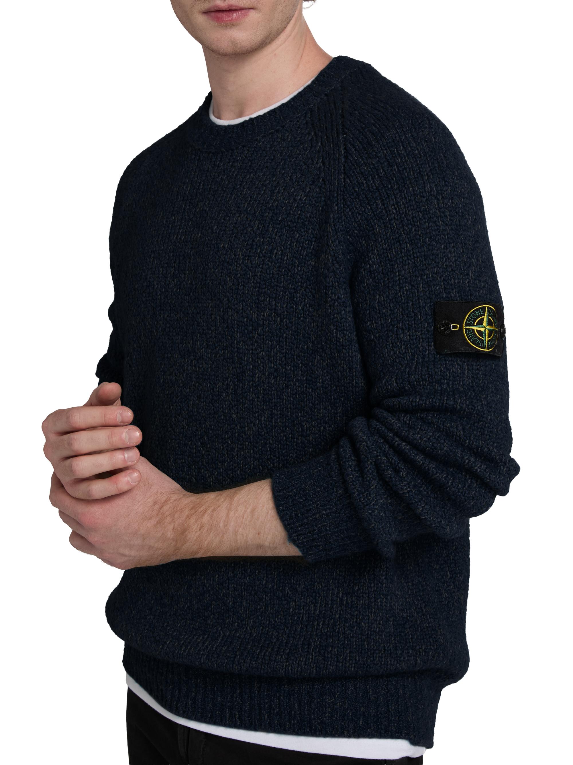 stone  ニット ネイビー NAVY stone Stone Island Wool-Nylon Crewneck Sweater | Saks Fifth Avenue