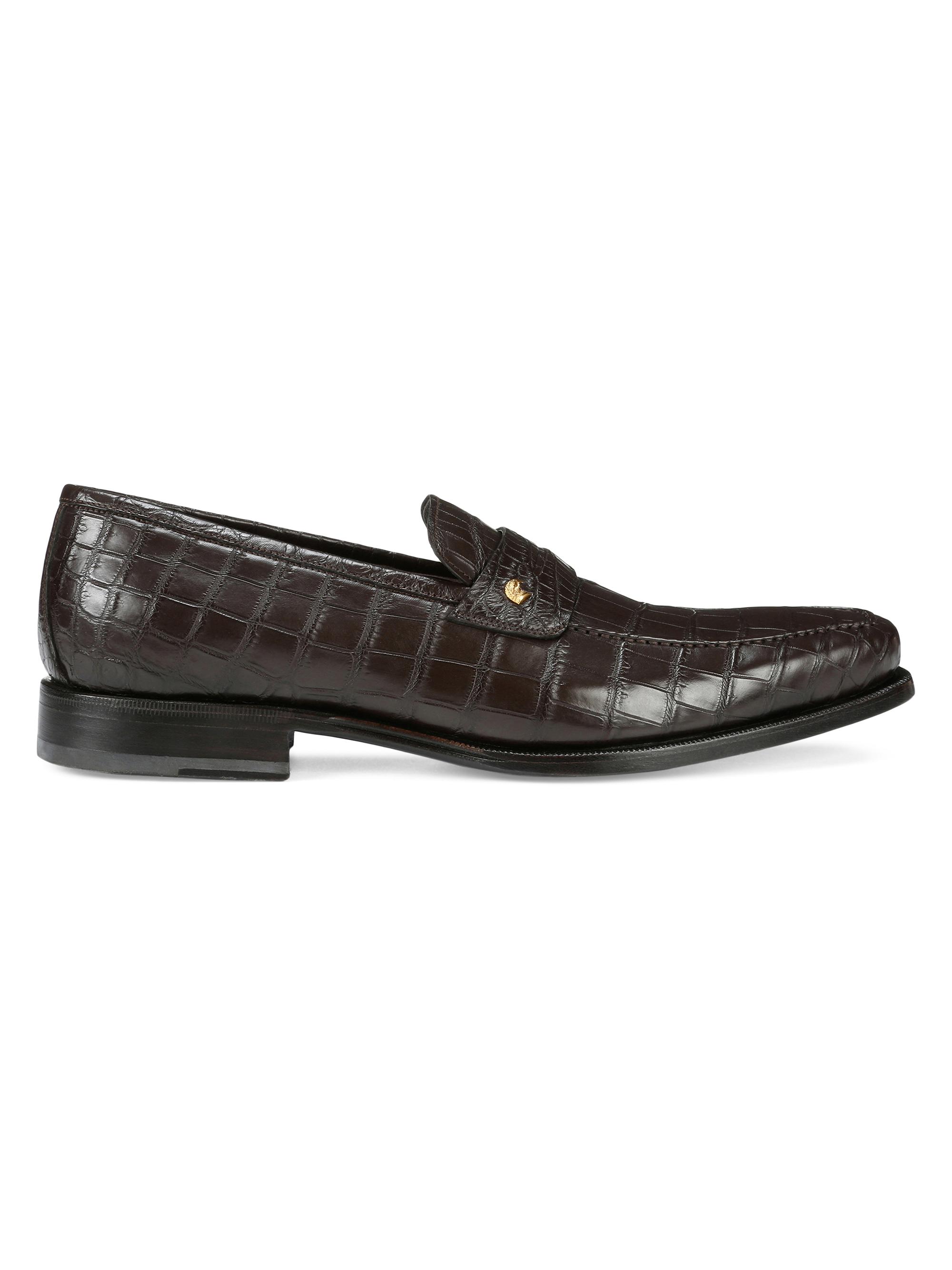 Stefano Ricci Men's Crocodile Leather Loafers - Dark Brown