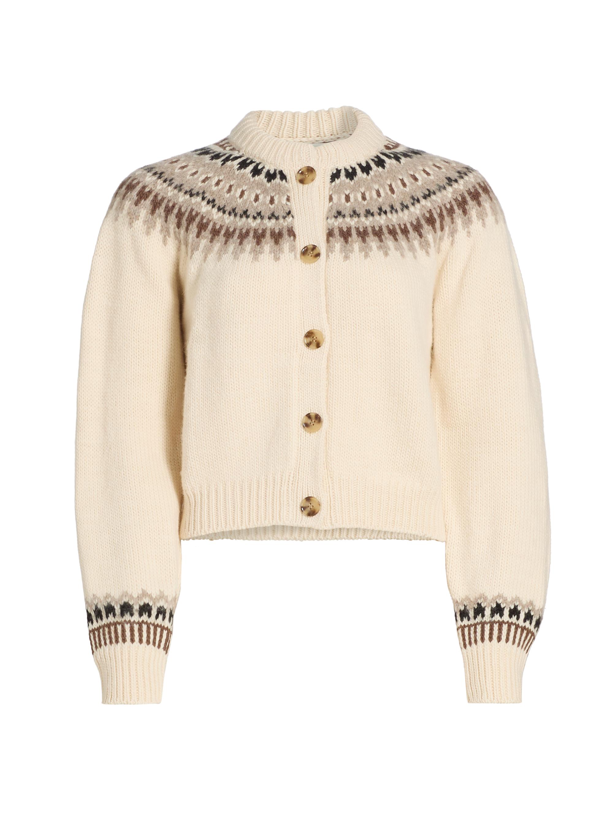 DÔEN Women's Clarke Wool Cardigan - Oatmeal Olympia Fair Isle